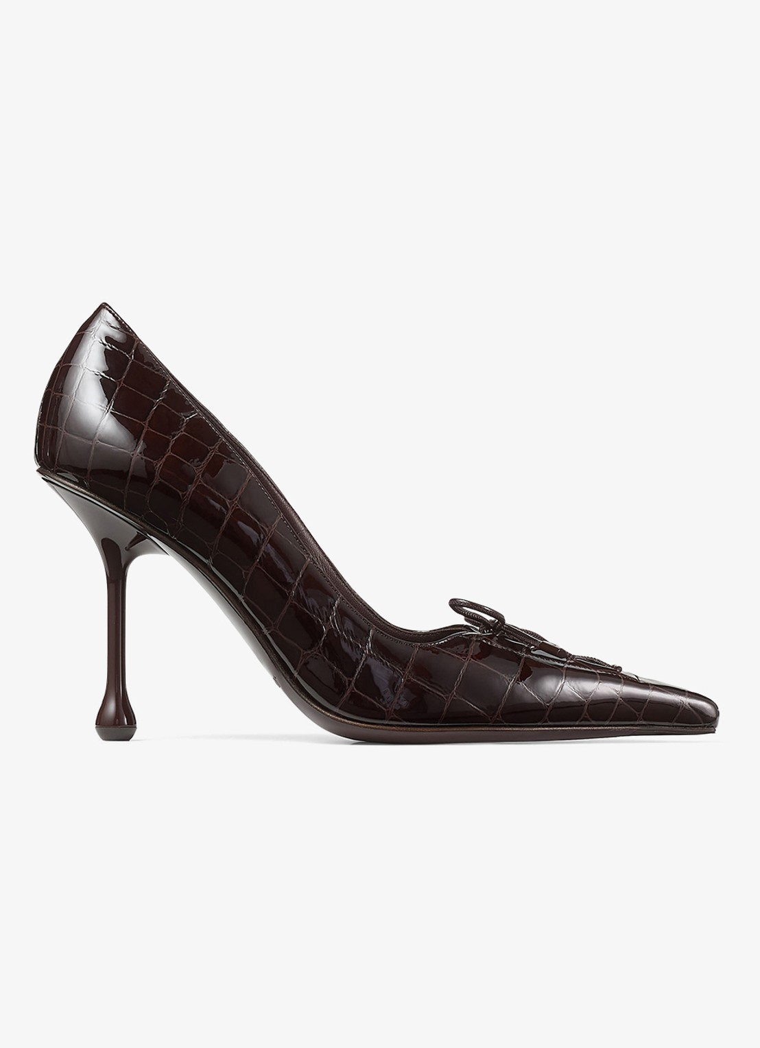 Jimmy Choo Scarlett 95 pump van kalfsleer met crocostructuur - voorkant 4 donkerbruin