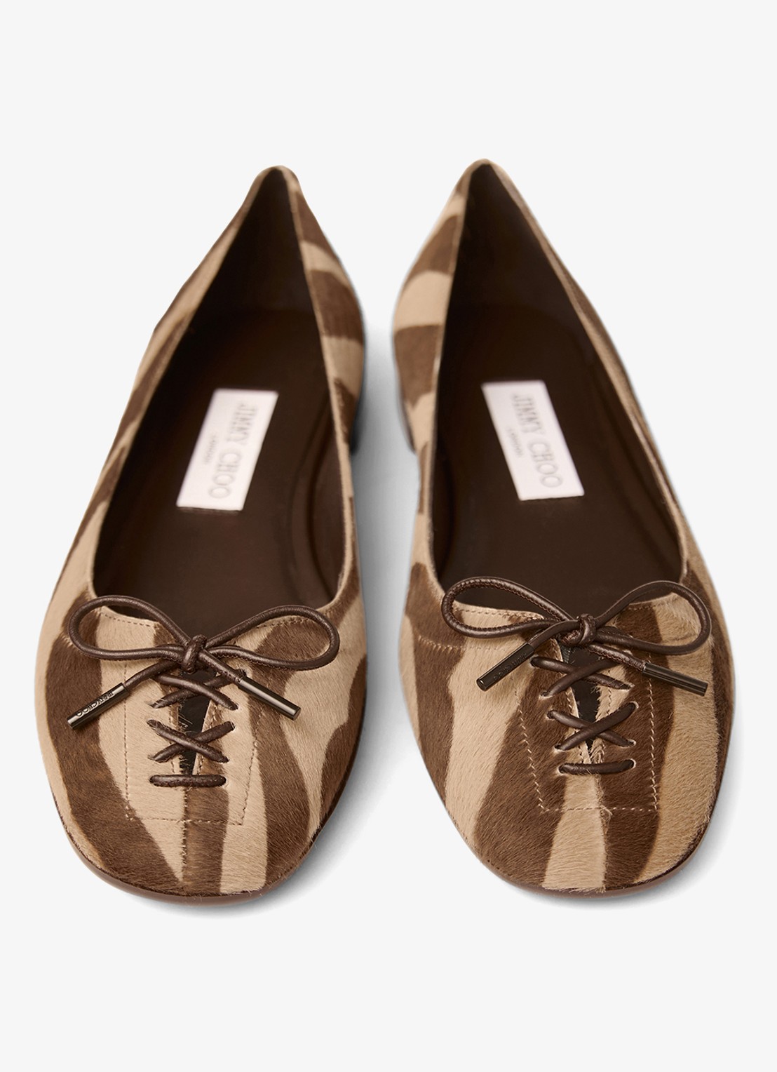 Jimmy Choo Scarlett ballerina van kalfsleer met ponyhair - detail 4 bruin