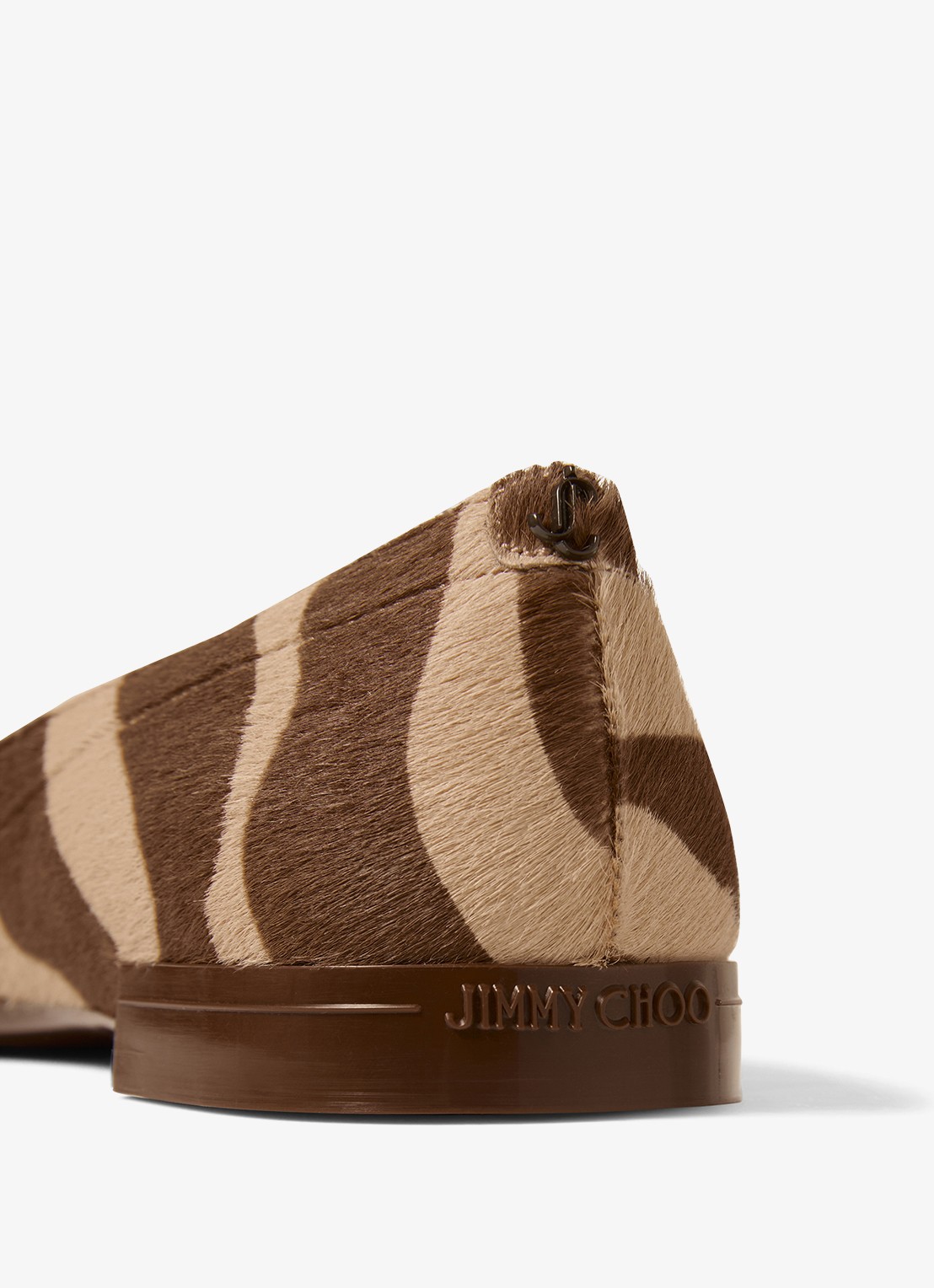 Jimmy Choo Scarlett ballerina van kalfsleer met ponyhair - detail 5 bruin