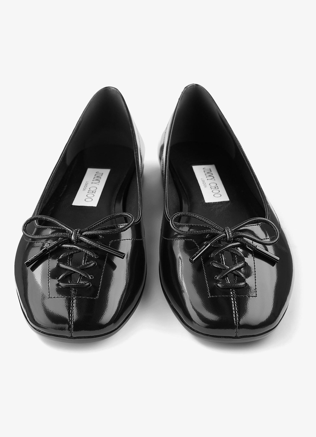 Jimmy Choo Scarlett ballerina van lamsleer met lakfinish - detail 3 zwart