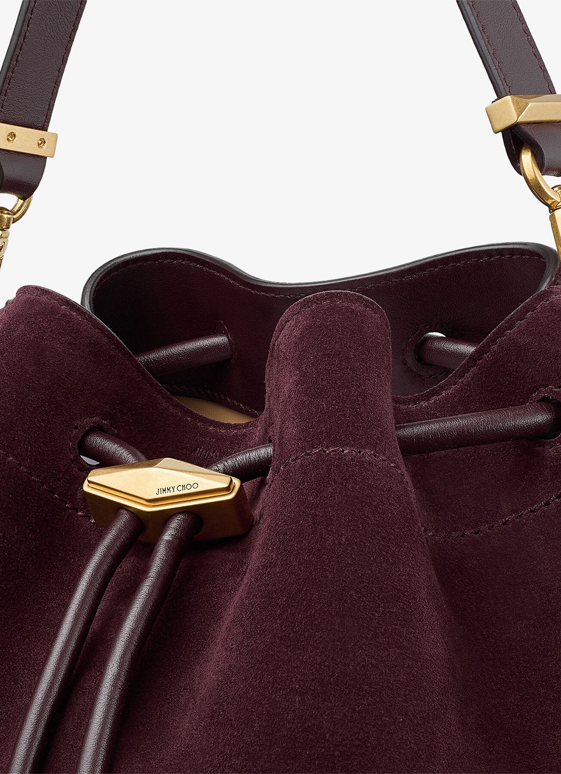 Jimmy Choo Schoudertas van kalfssuède met afneembare schouderriem - detail 3 bordeauxrood
