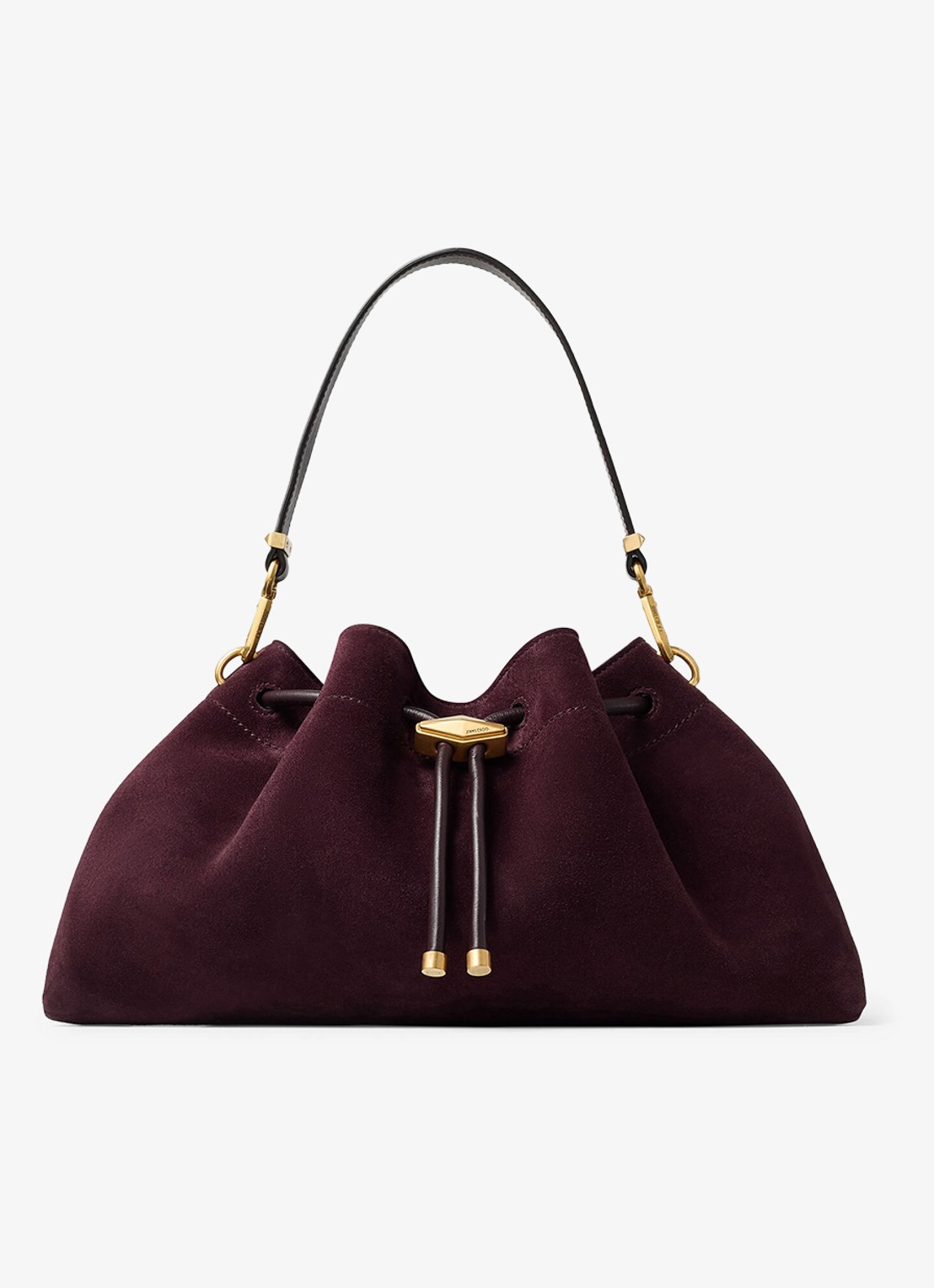 Jimmy Choo Schoudertas van kalfssuède met afneembare schouderriem - voorkant 4 bordeauxrood