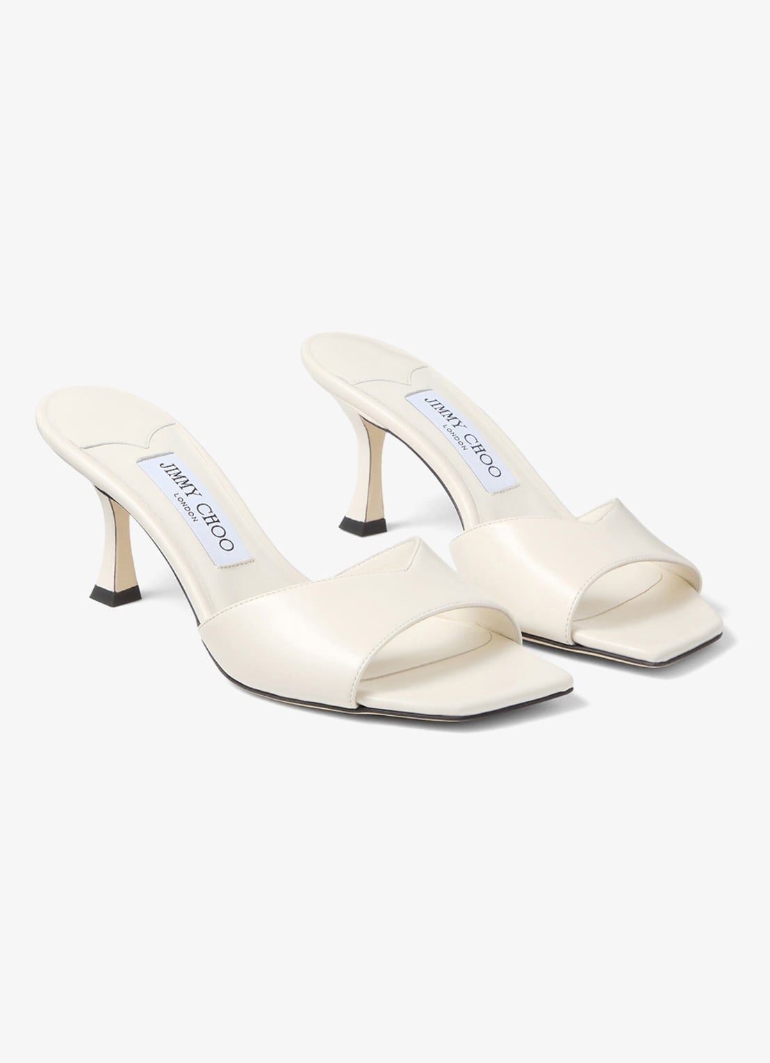 Jimmy Choo Skye 70 muiltje van kalfsleer - voorkant 3 gebroken wit