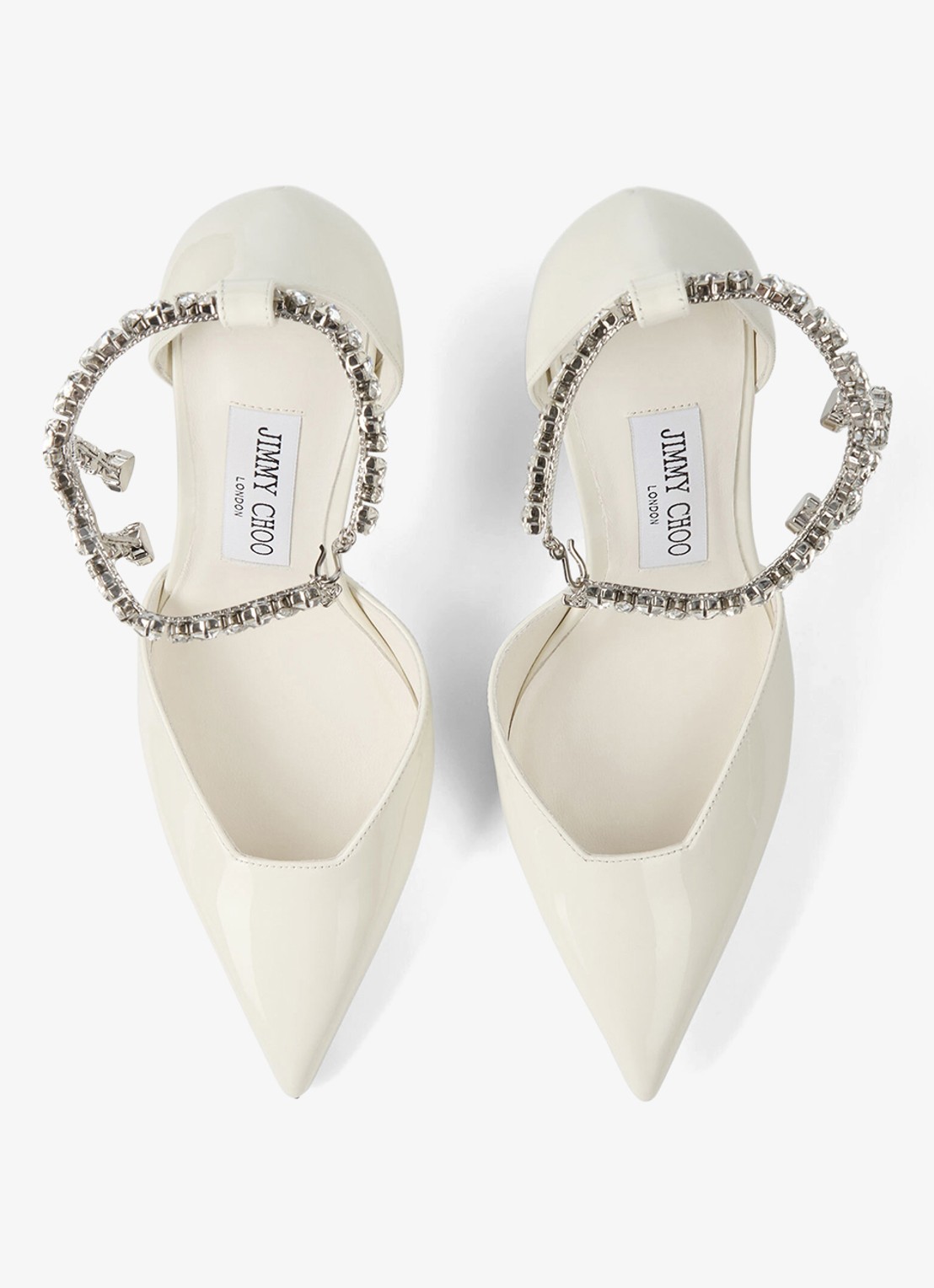 Jimmy Choo Stevie 100 pump van lakleer - detail 4 gebroken wit