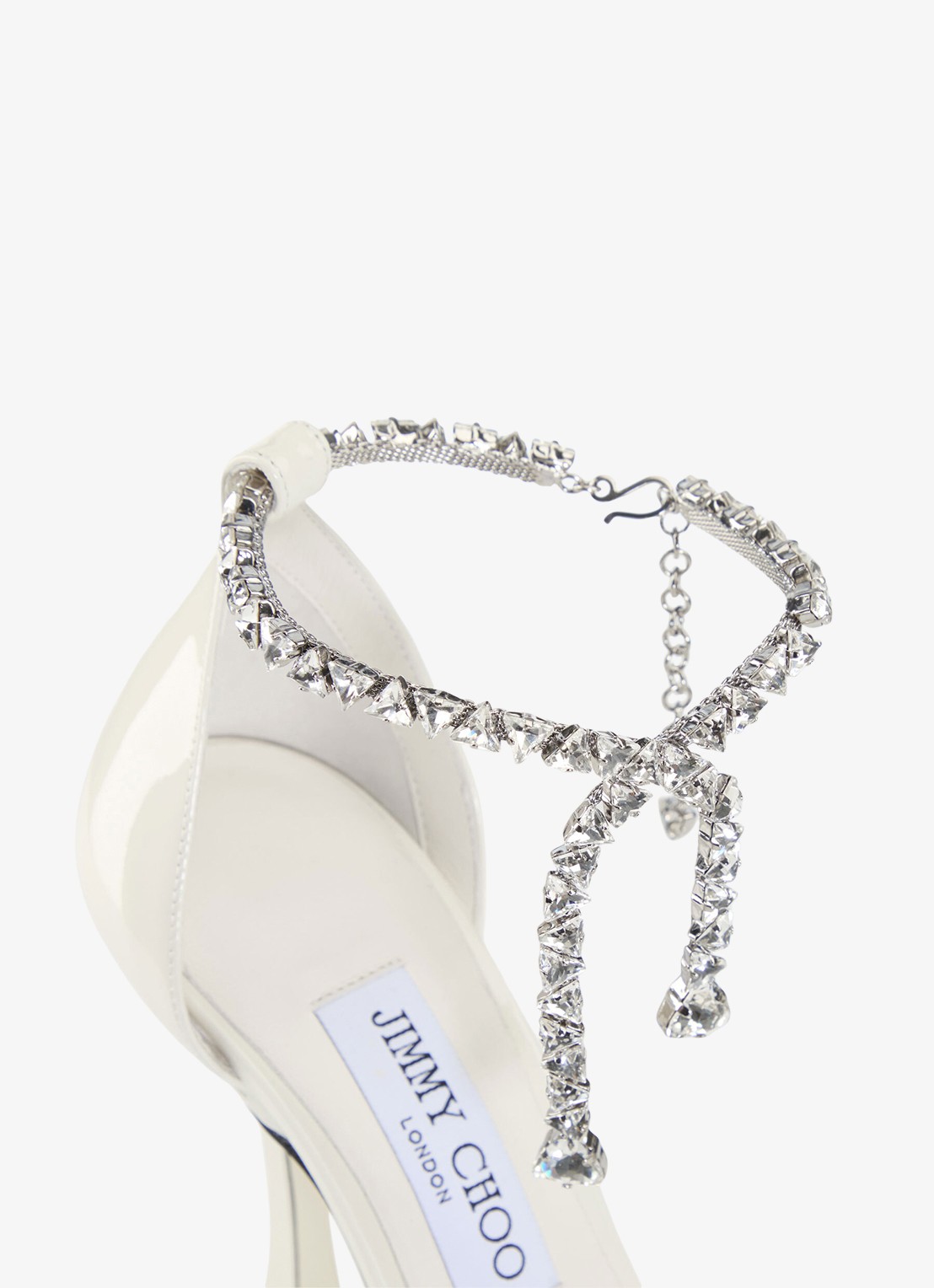 Jimmy Choo Stevie 100 pump van lakleer - detail 5 gebroken wit