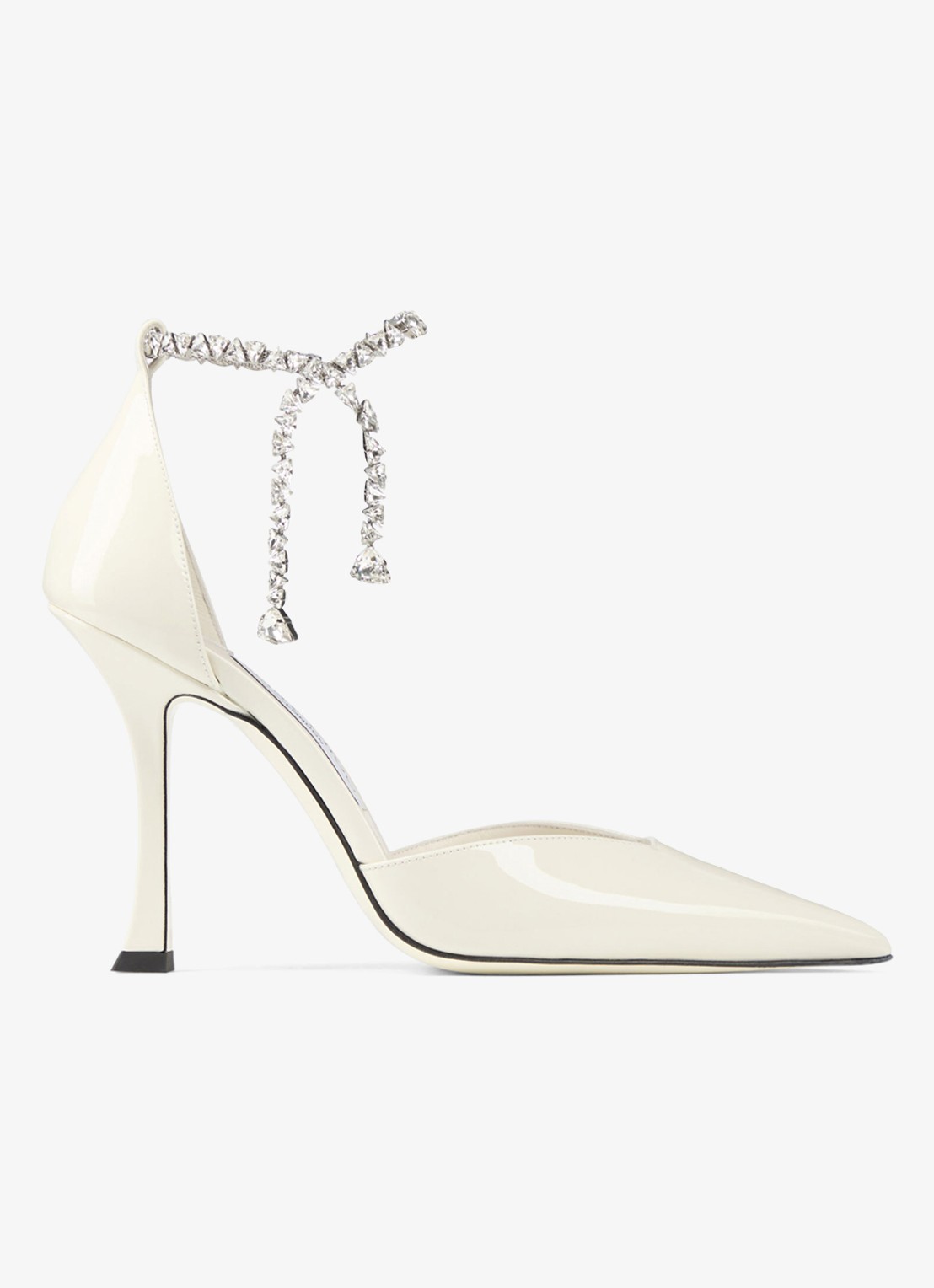 Jimmy Choo Stevie 100 pump van lakleer - voorkant gebroken wit