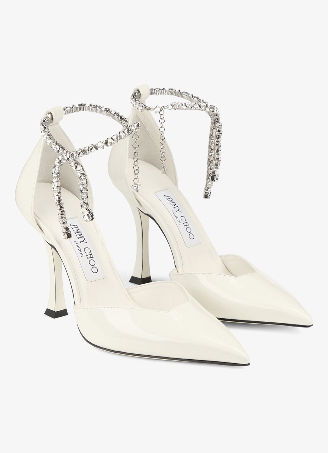 Jimmy Choo Stevie 100 pump van lakleer - voorkant 2 gebroken wit