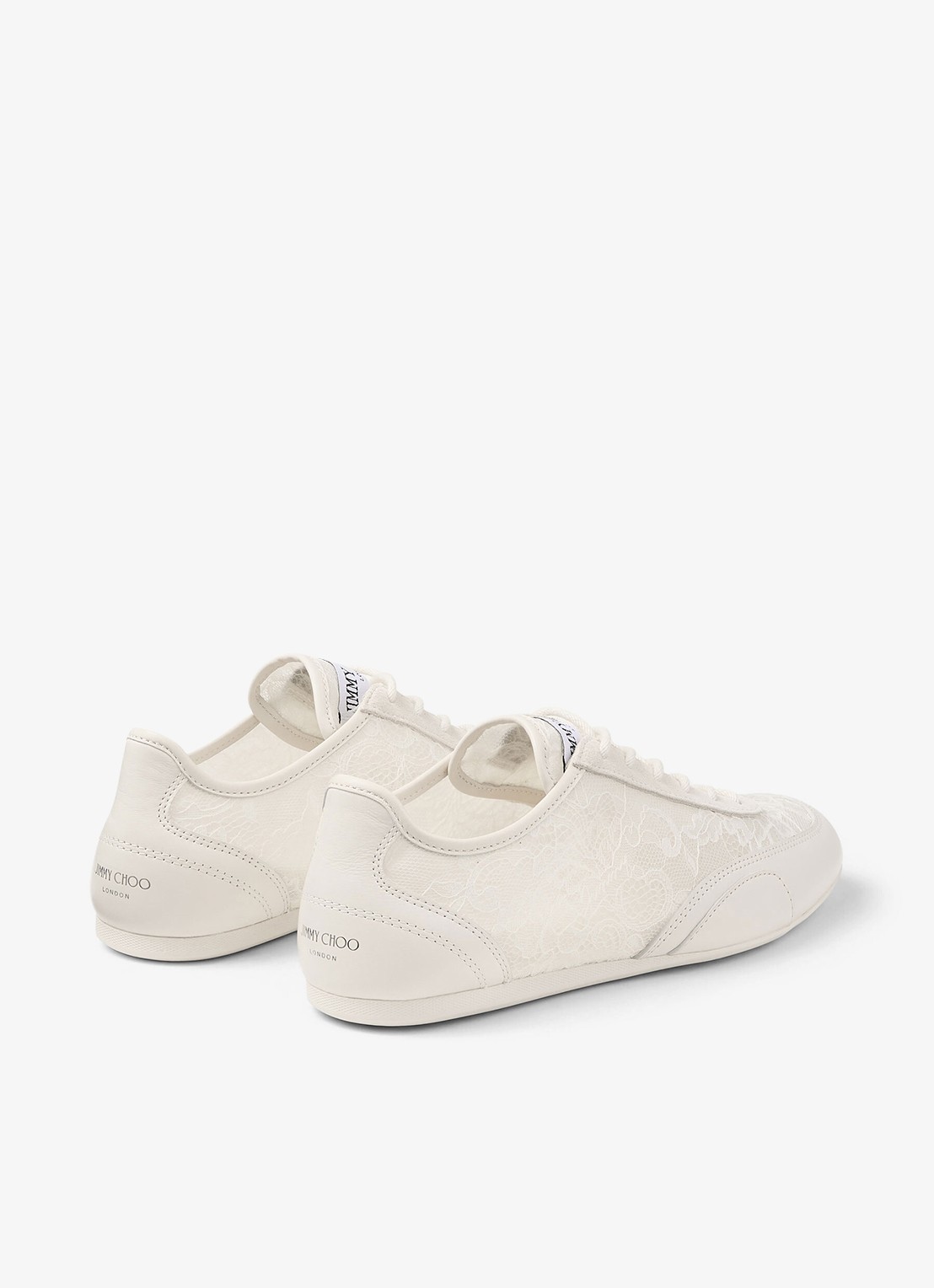 Jimmy Choo Sunny/F sneaker van leer met kanten details - achterkant gebroken wit