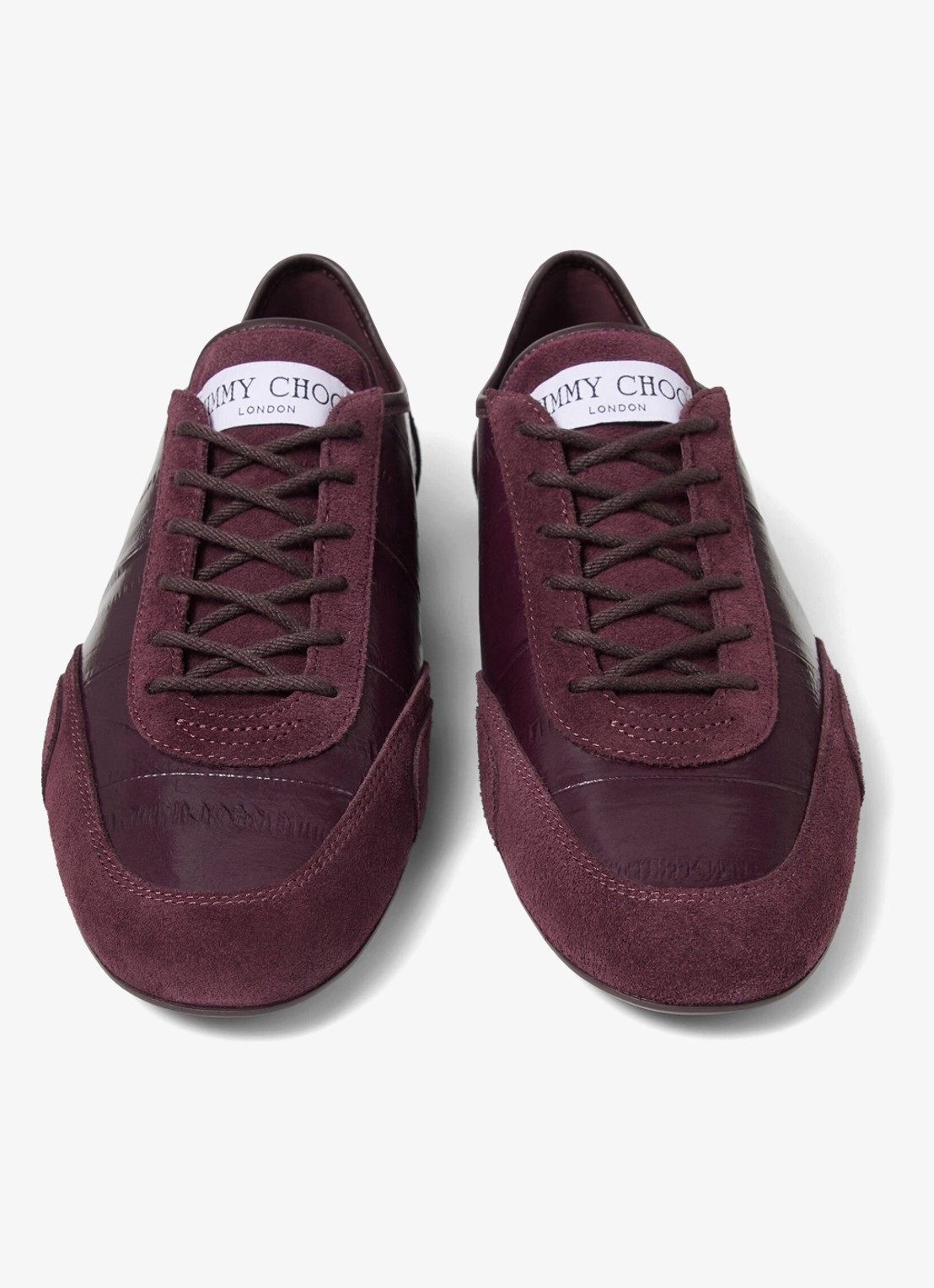 Jimmy Choo Sunny/F sneaker van leer met suède details - detail 4 donkerrood
