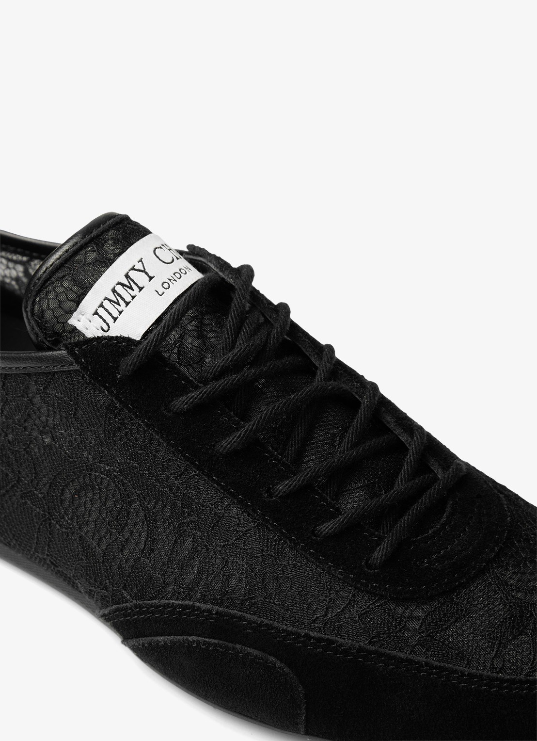 Jimmy Choo Sunny/F sneaker van suède met kanten details - detail 4 zwart
