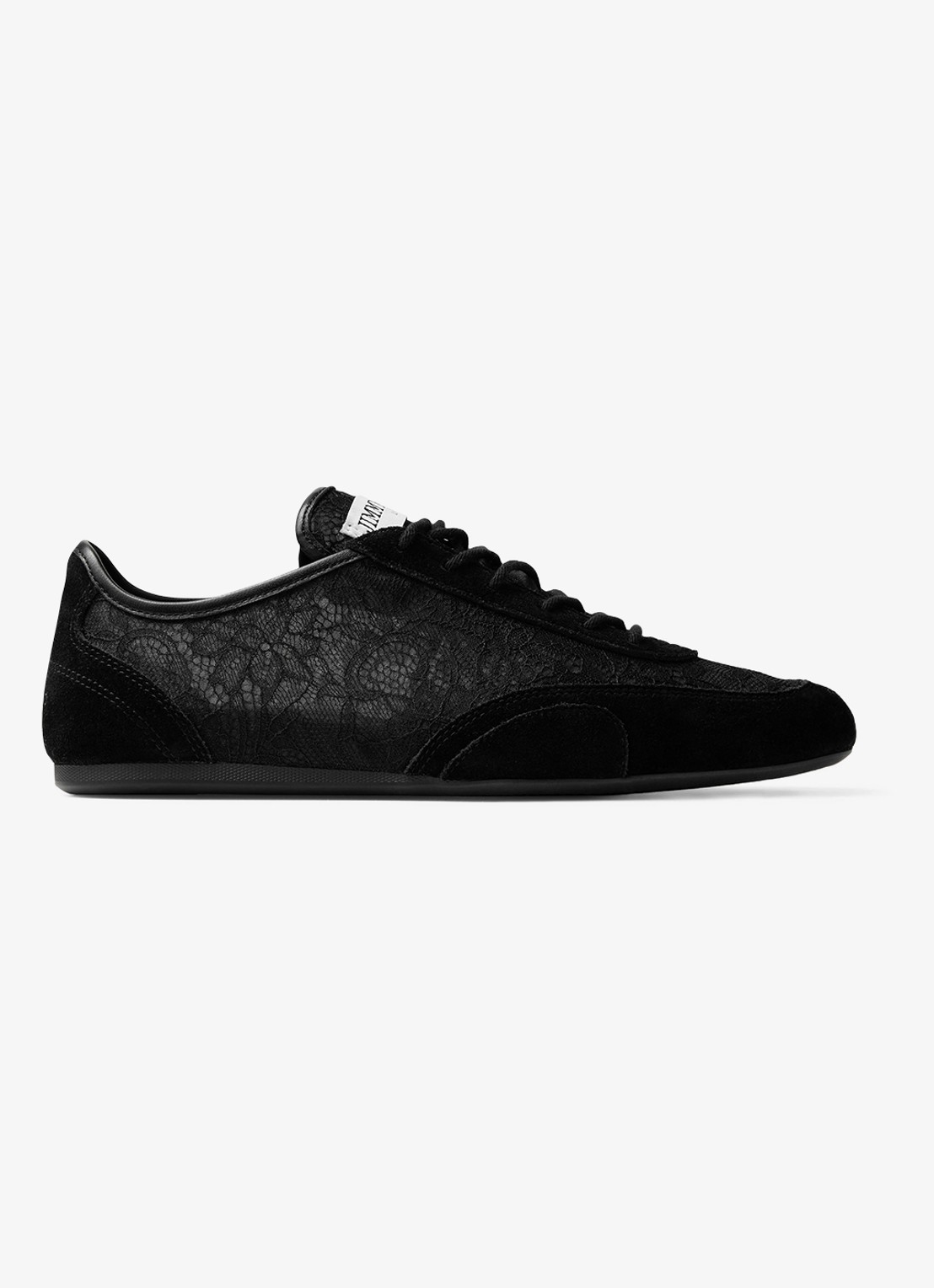 Jimmy Choo Sunny/F sneaker van suède met kanten details - voorkant 6 zwart