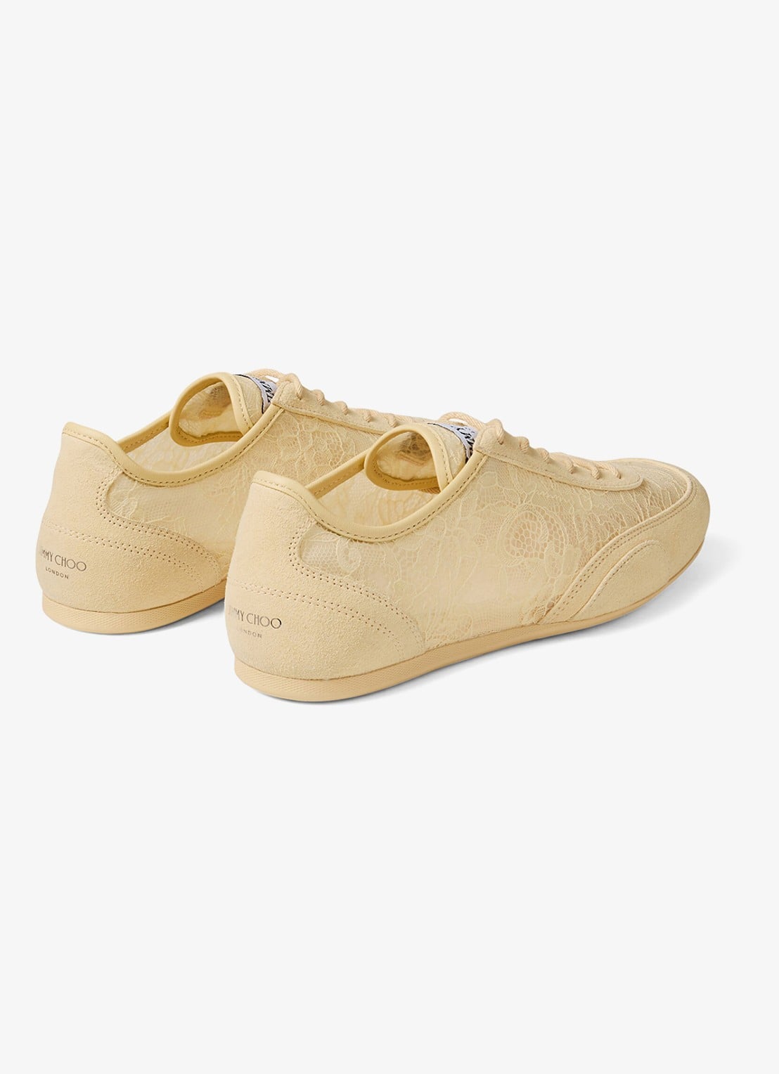 Jimmy Choo Sunny/F sneaker van suède met kanten details - achterkant creme