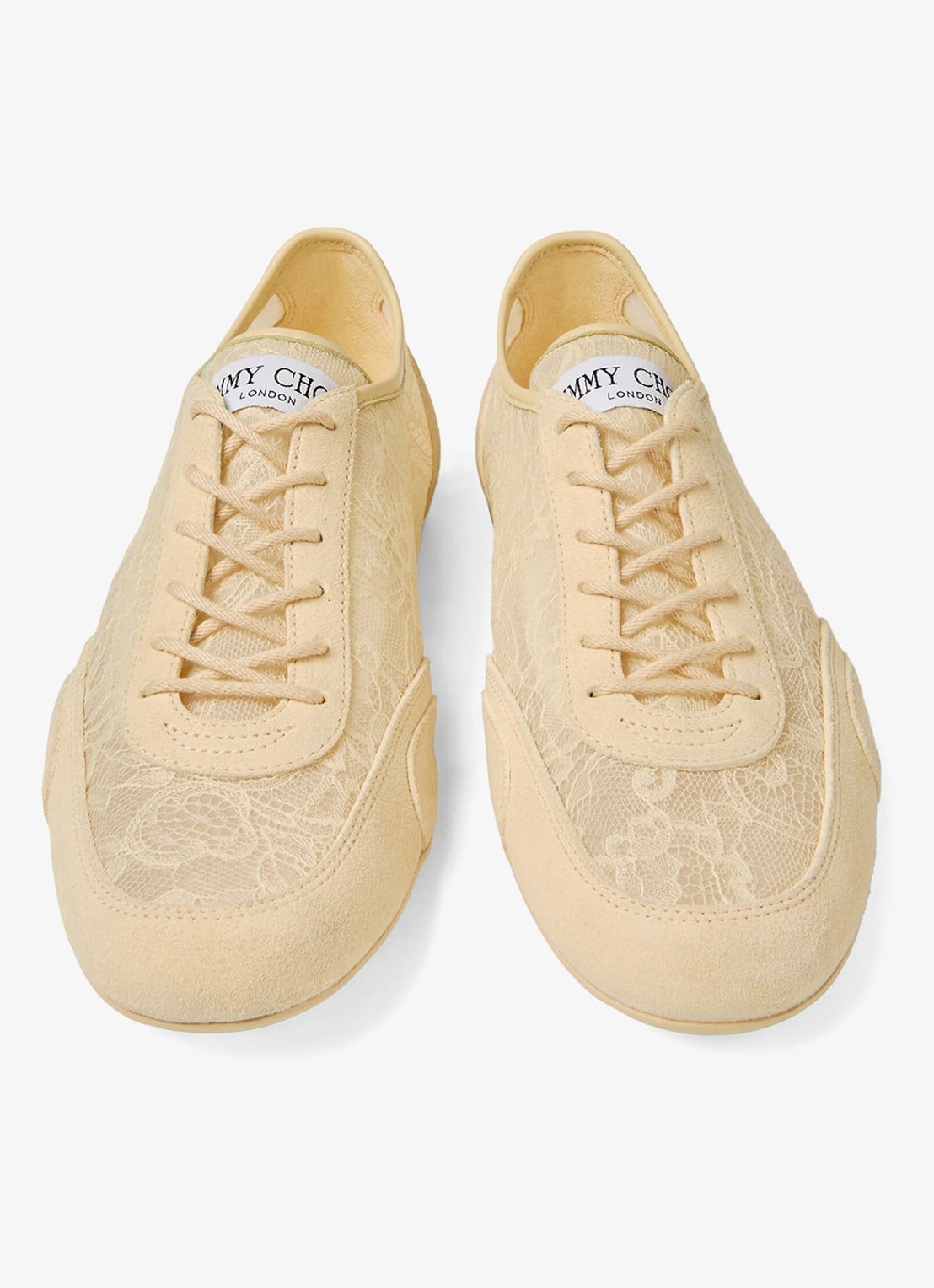 Jimmy Choo Sunny/F sneaker van suède met kanten details - detail 4 creme