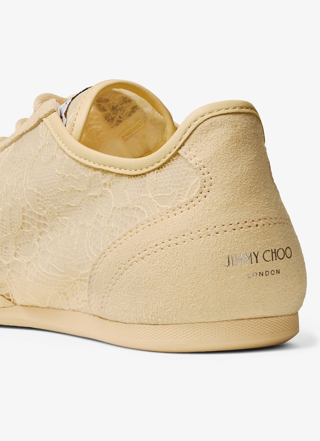 Jimmy Choo Sunny/F sneaker van suède met kanten details - detail 5 creme