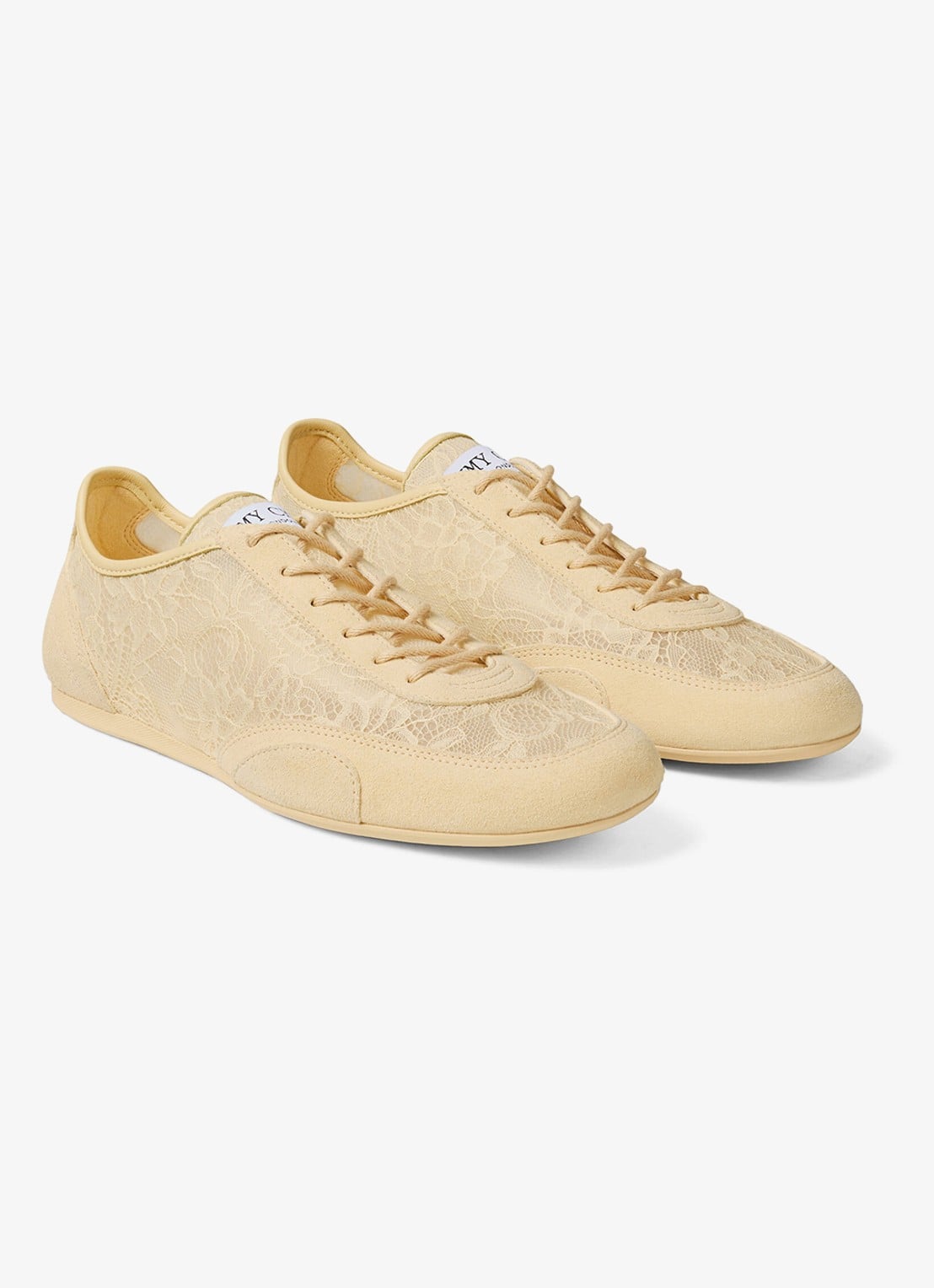 Jimmy Choo Sunny/F sneaker van suède met kanten details - voorkant 3 creme