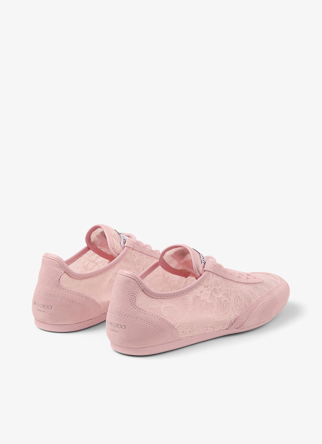 Jimmy Choo Sunny/F sneaker van suède met kanten details - achterkant 5 roze