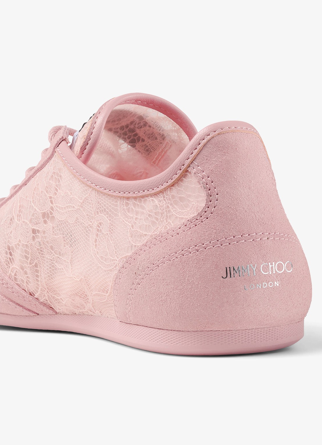 Jimmy Choo Sunny/F sneaker van suède met kanten details - detail 4 roze