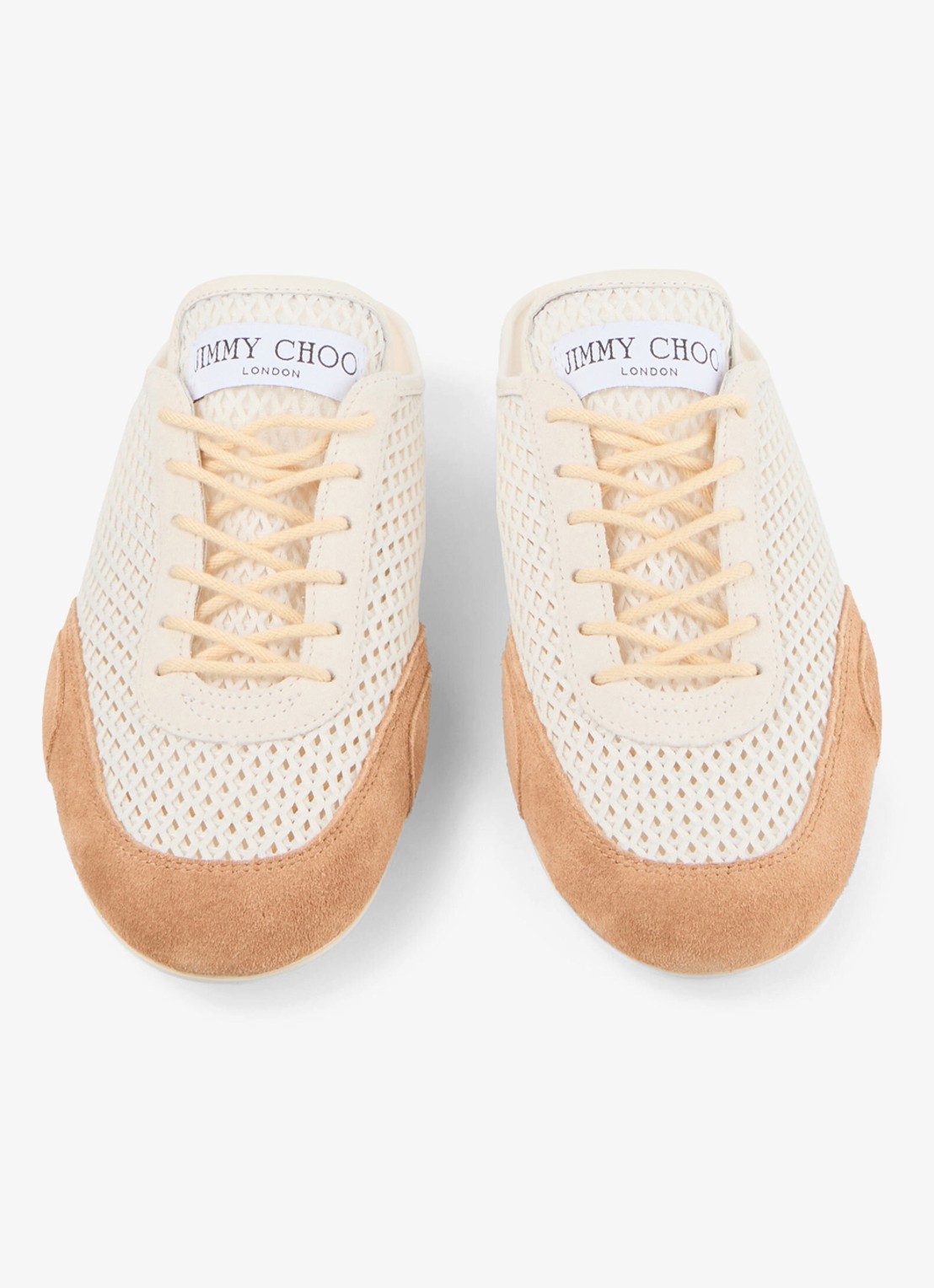 Jimmy Choo Sunny Mule/F muiltje met suède details - detail 3 gebroken wit