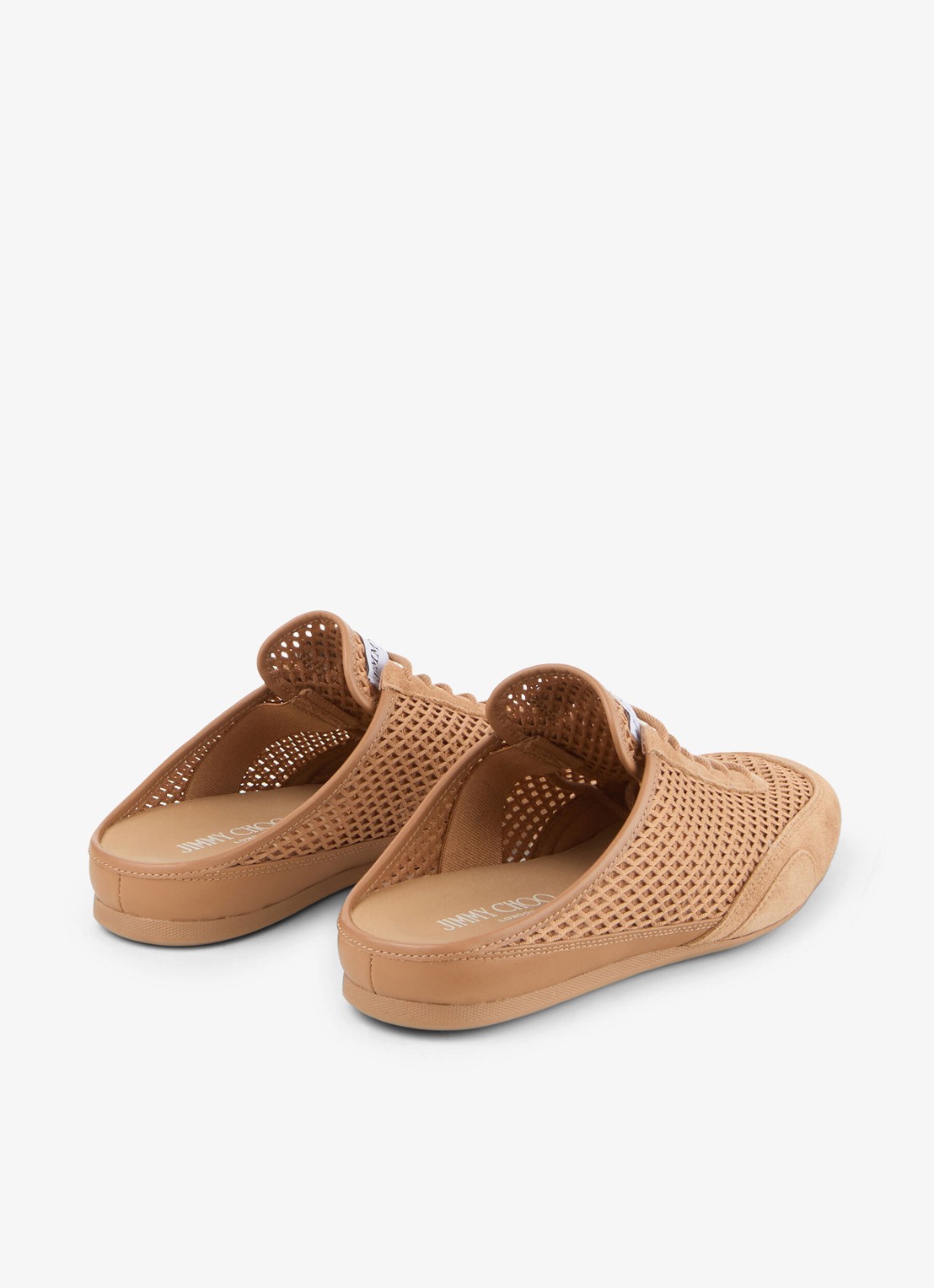 Jimmy Choo Sunny Mule/F muiltje met suède details - achterkant lichtbruin