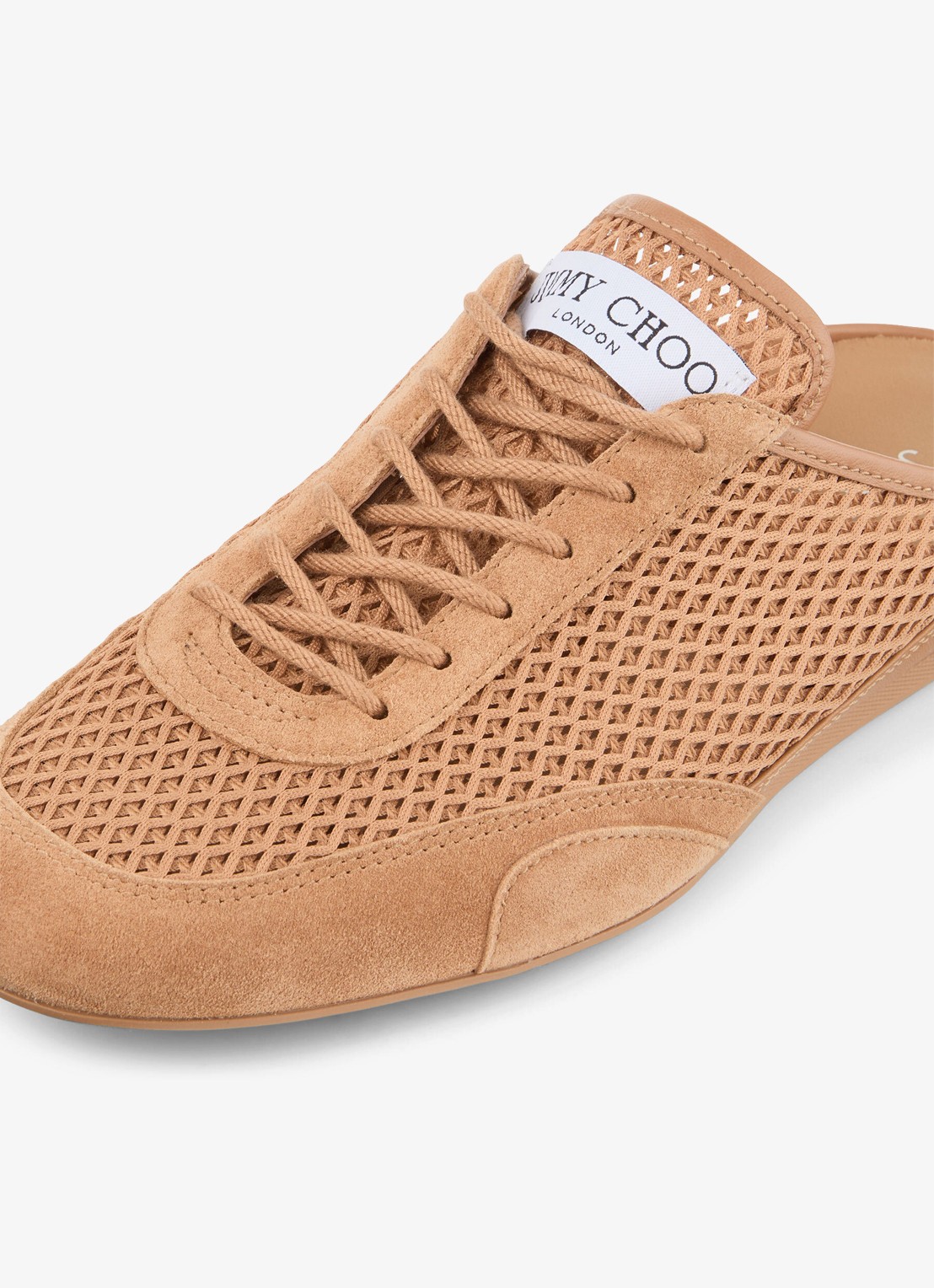 Jimmy Choo Sunny Mule/F muiltje met suède details - detail 6 lichtbruin