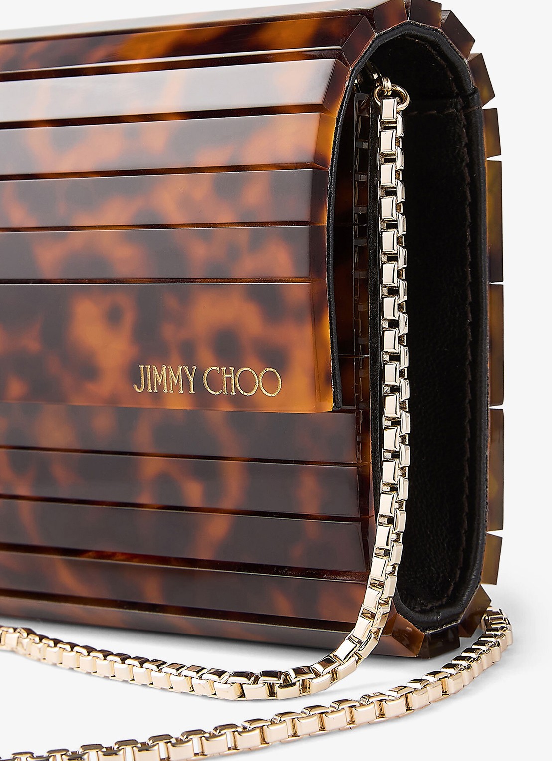 Jimmy Choo Sweetie Plexi clutch met afneembare schouderriem - detail 5 bruin