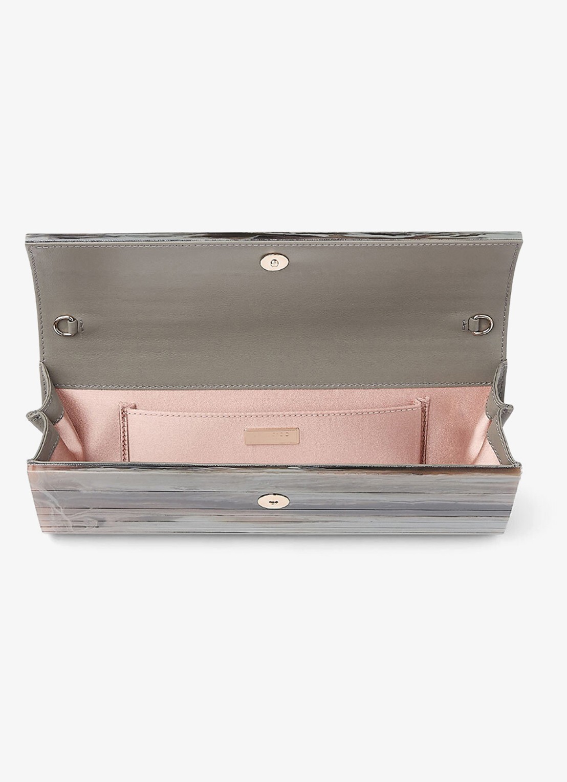 Jimmy Choo Sweetie Plexi clutch met afneembare schouderriem - detail 2 grijs