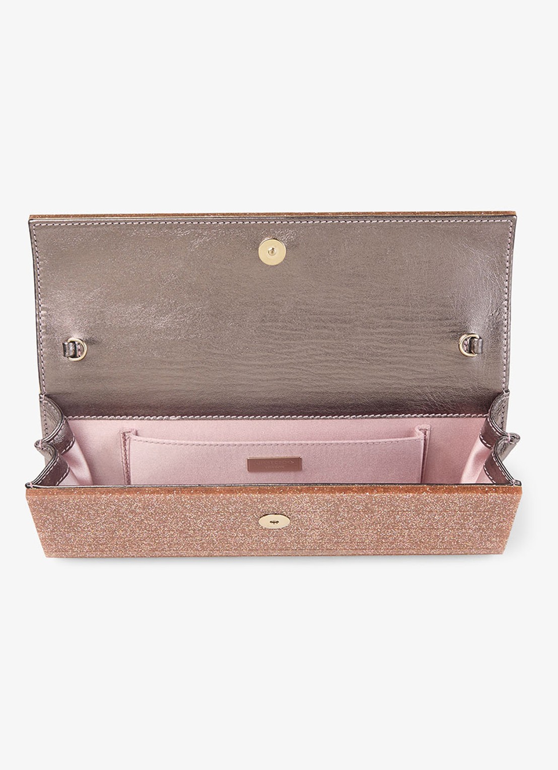 Jimmy Choo Sweetie Plexi clutch met glitter en afneembare schouderriem - detail 3 beige