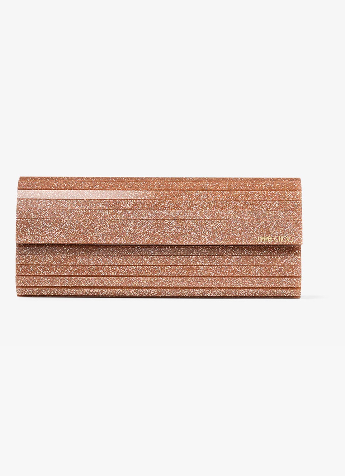 Jimmy Choo Sweetie Plexi clutch met glitter en afneembare schouderriem - voorkant beige