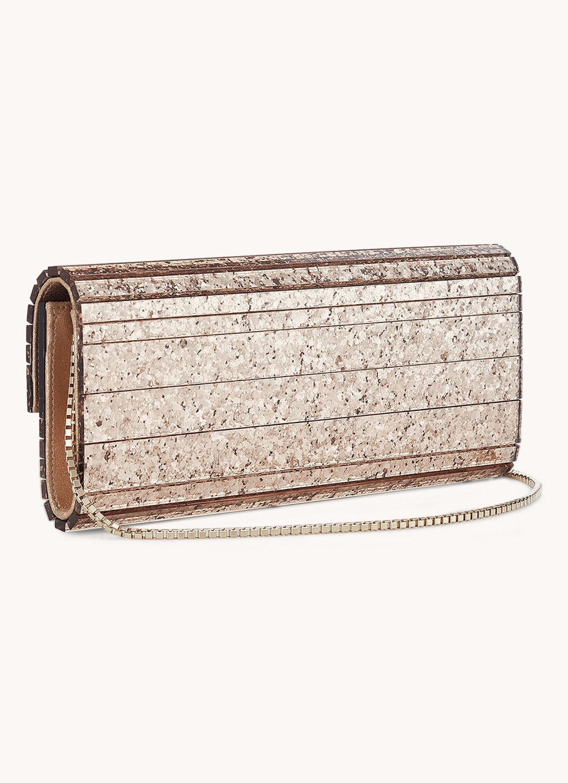 Jimmy Choo Sweetie Shadow clutch met lamsleren details - detail 5 roségoud