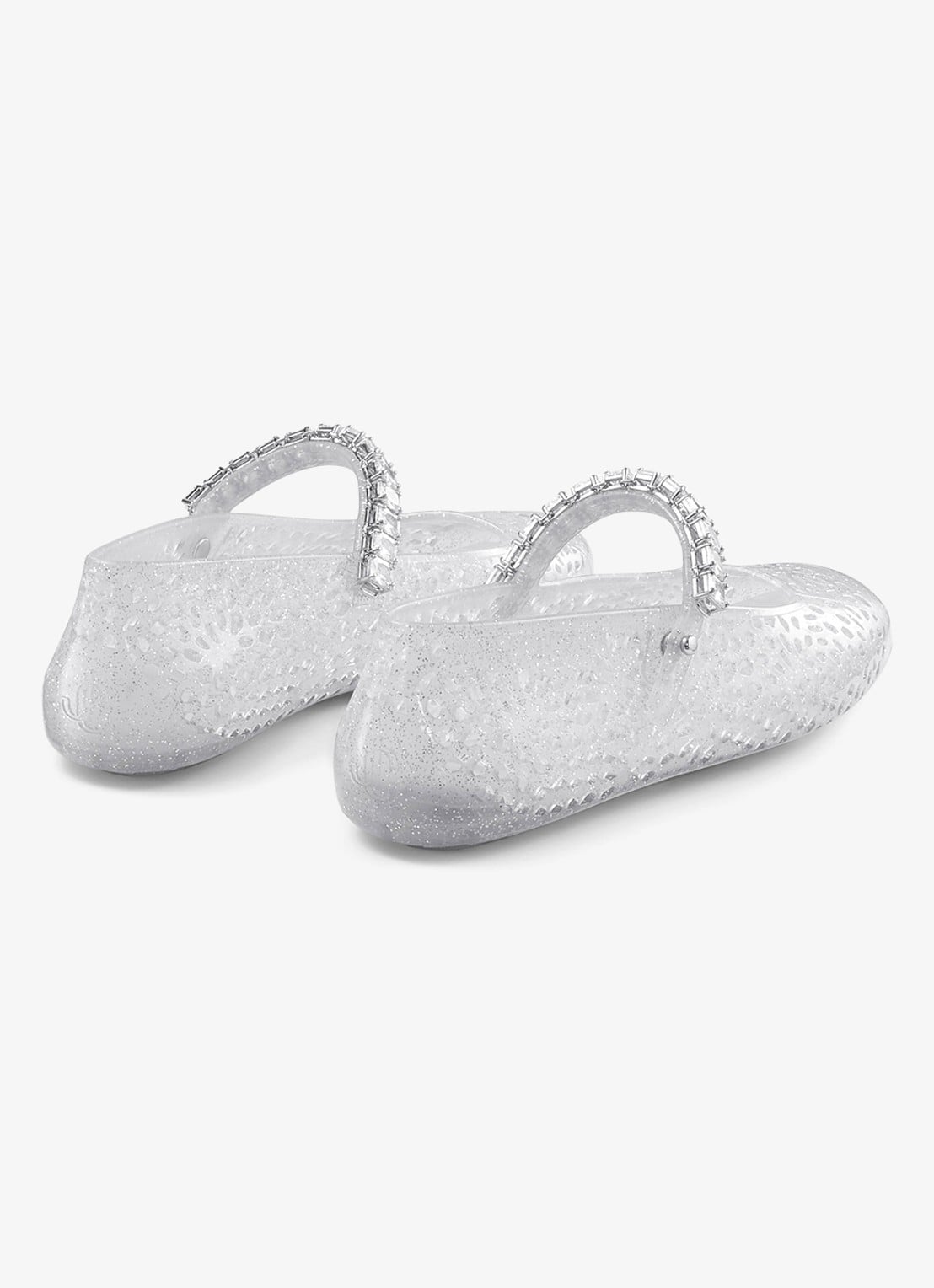 Jimmy Choo The Jelly ballerina met glitter - achterkant zilver