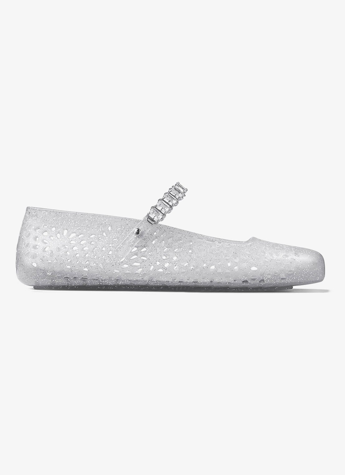 Jimmy Choo The Jelly ballerina met glitter - voorkant 4 zilver