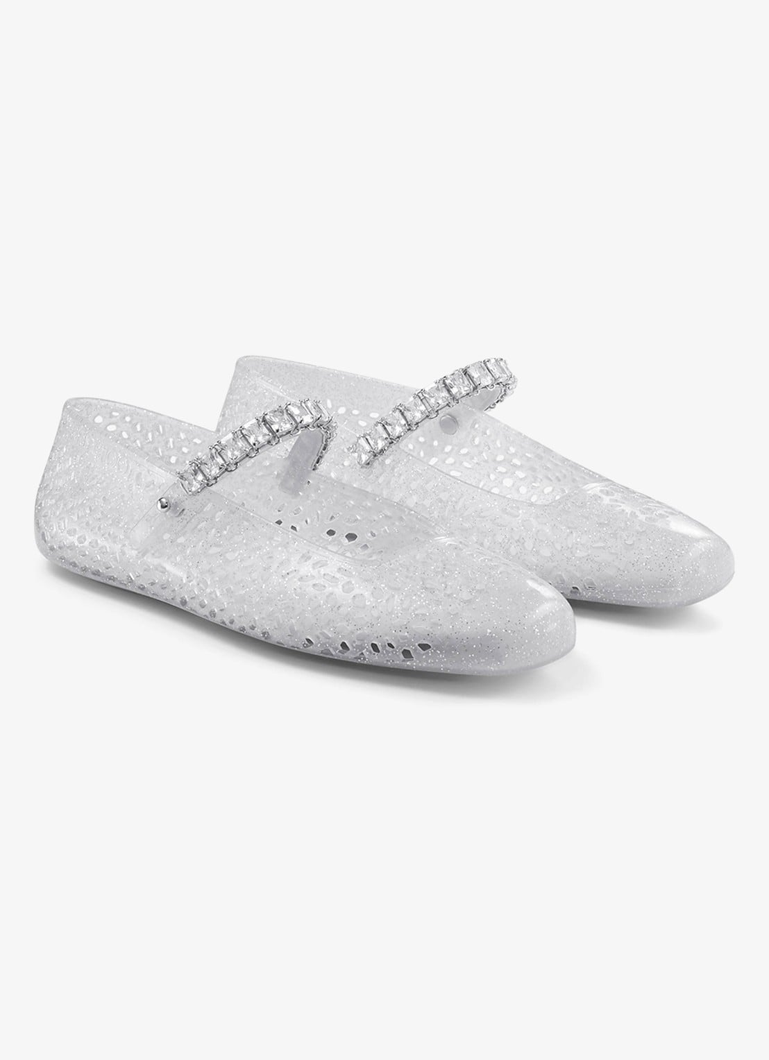 Jimmy Choo The Jelly ballerina met glitter - voorkant 5 zilver