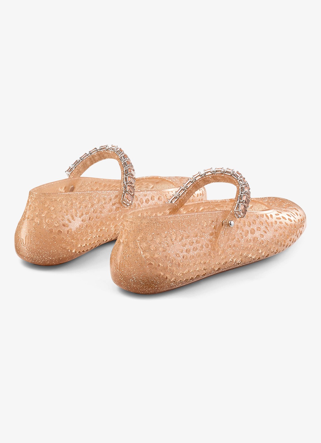 Jimmy Choo The Jelly ballerina met glitter - achterkant 5 perzikroze
