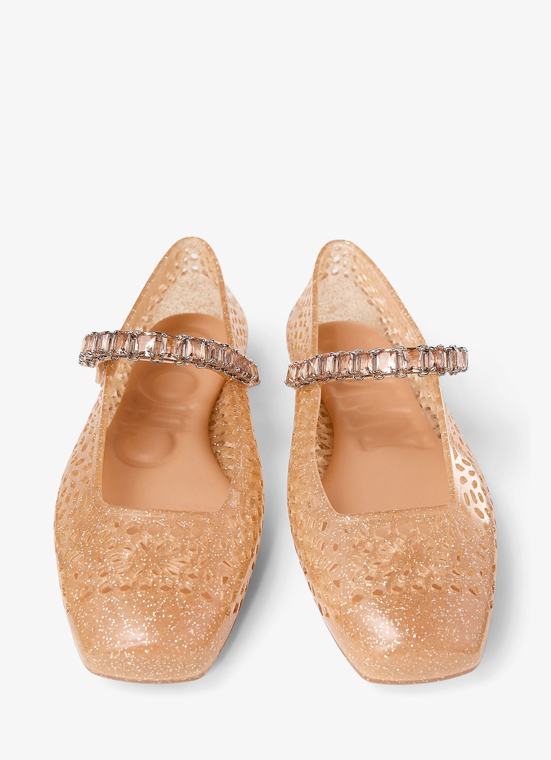 Jimmy Choo The Jelly ballerina met glitter - detail 3 perzikroze