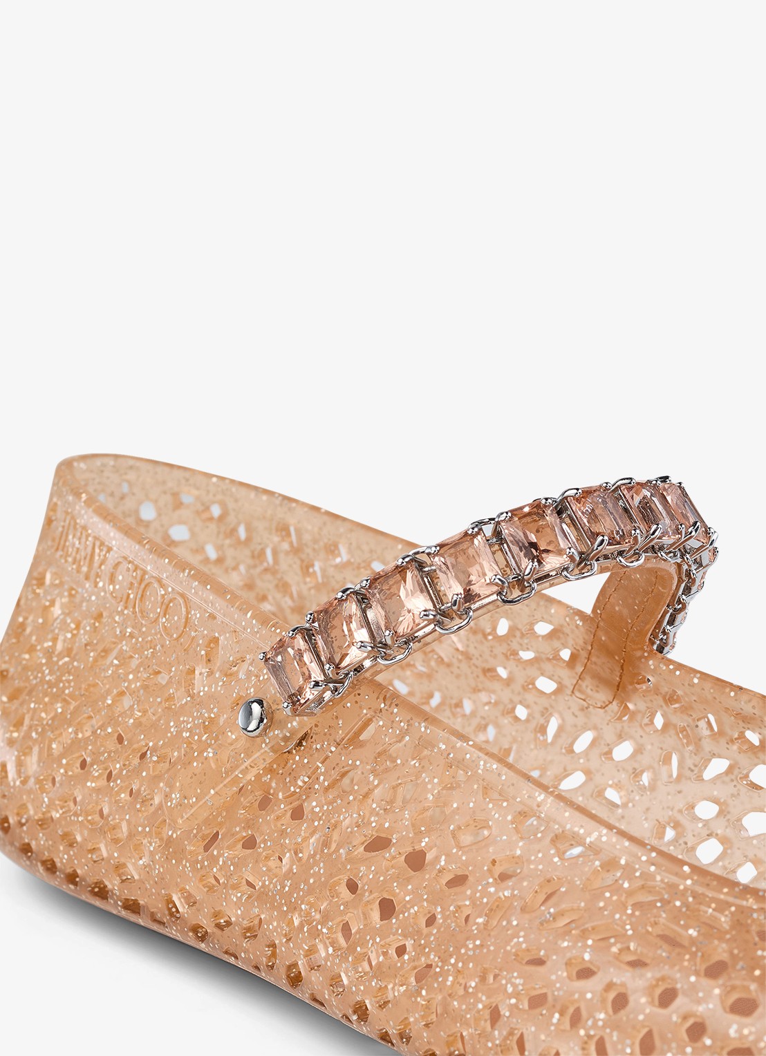 Jimmy Choo The Jelly ballerina met glitter - detail 4 perzikroze
