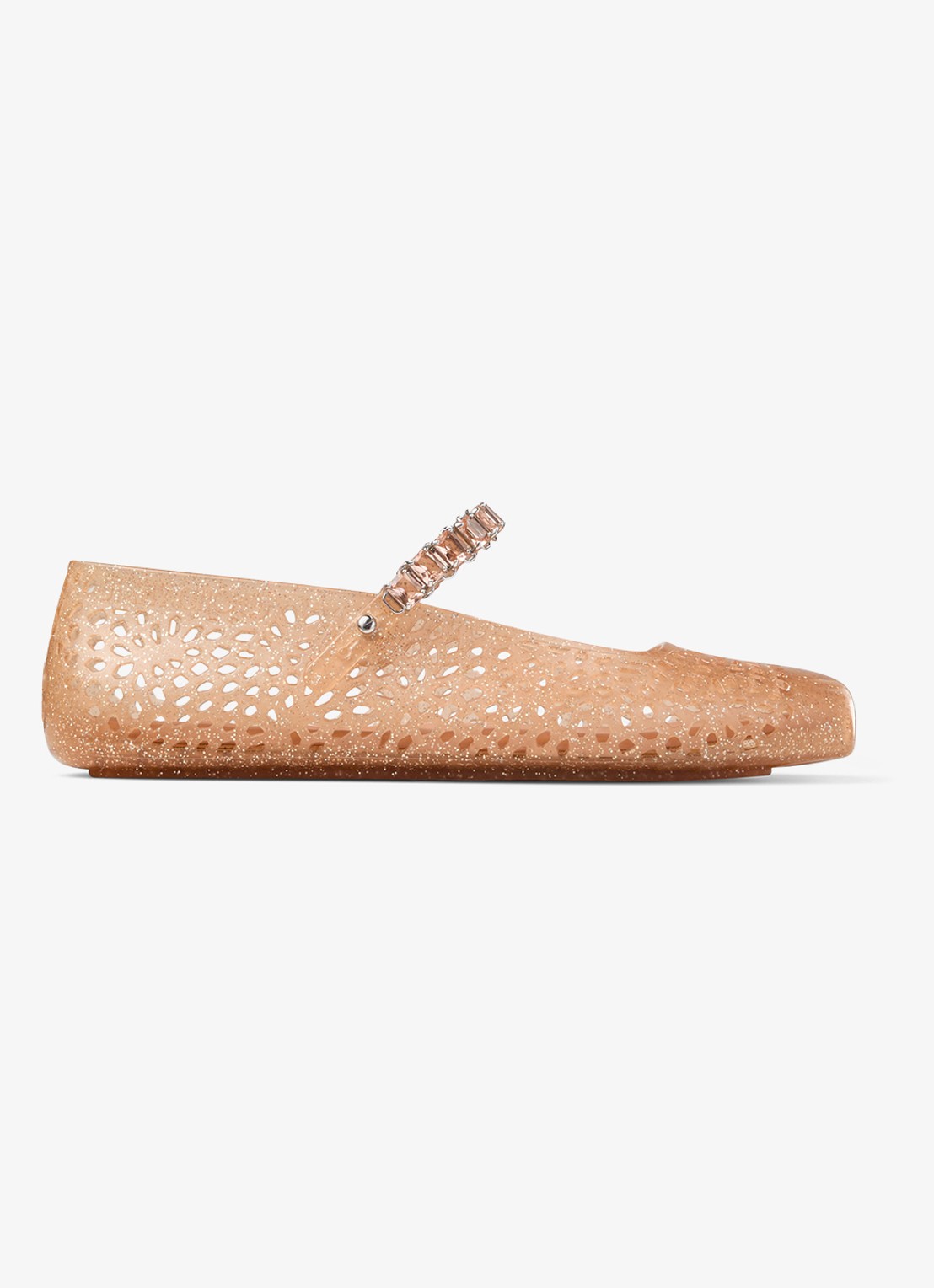 Jimmy Choo The Jelly ballerina met glitter - voorkant perzikroze