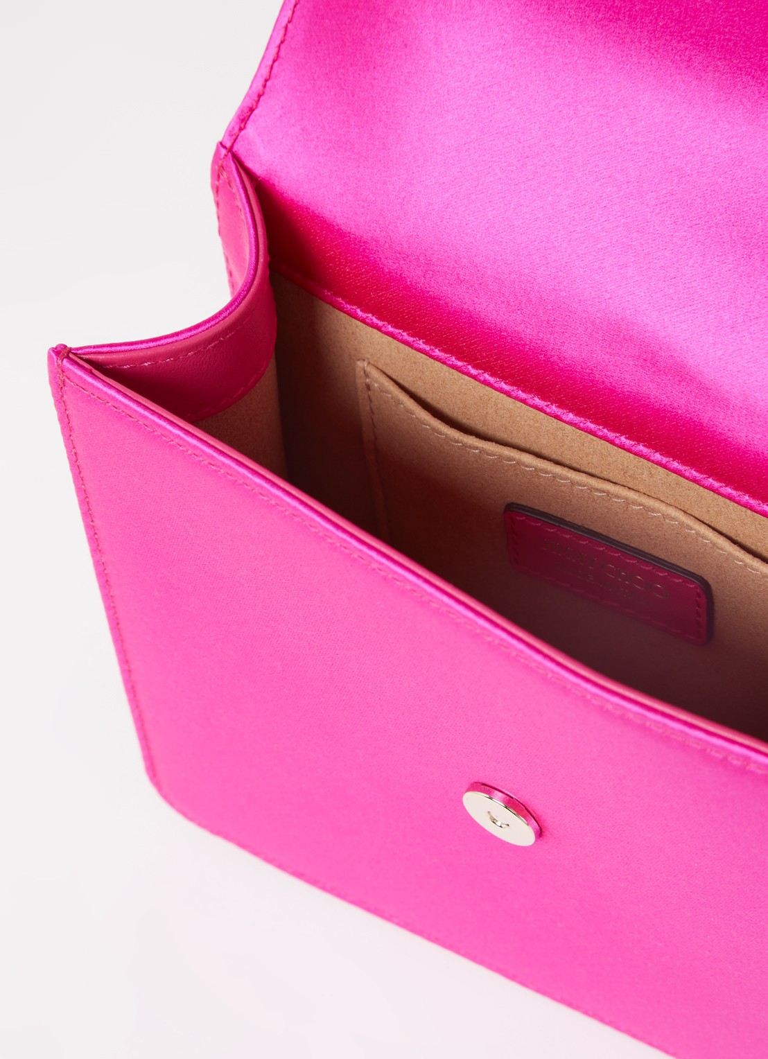 Jimmy Choo Varenne Quad XS schoudertas van satijn - detail 2 fuchsia