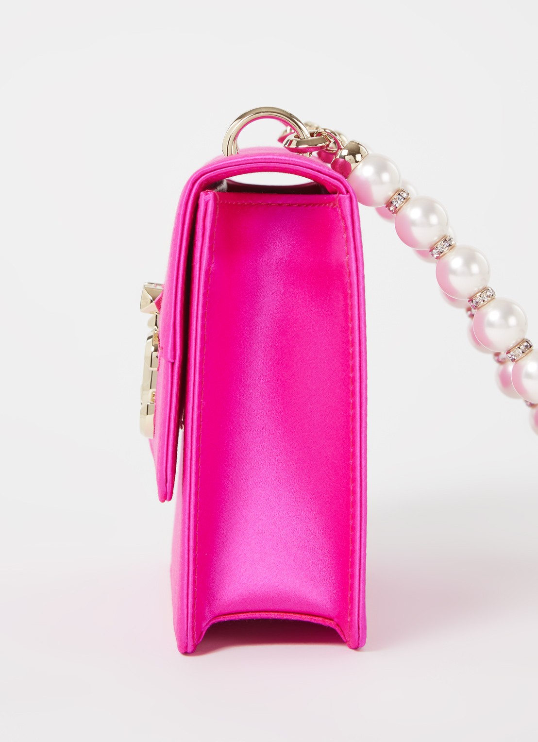 Jimmy Choo Varenne Quad XS schoudertas van satijn - detail 3 fuchsia