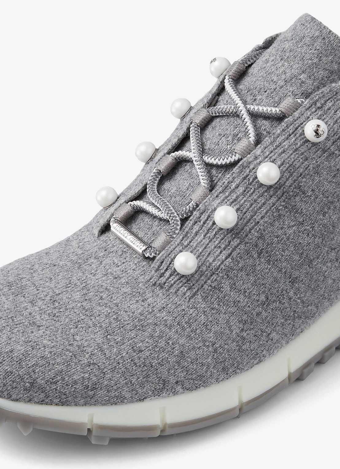Jimmy Choo Veles sneaker in kasjmierblend - achterkant grijsmele