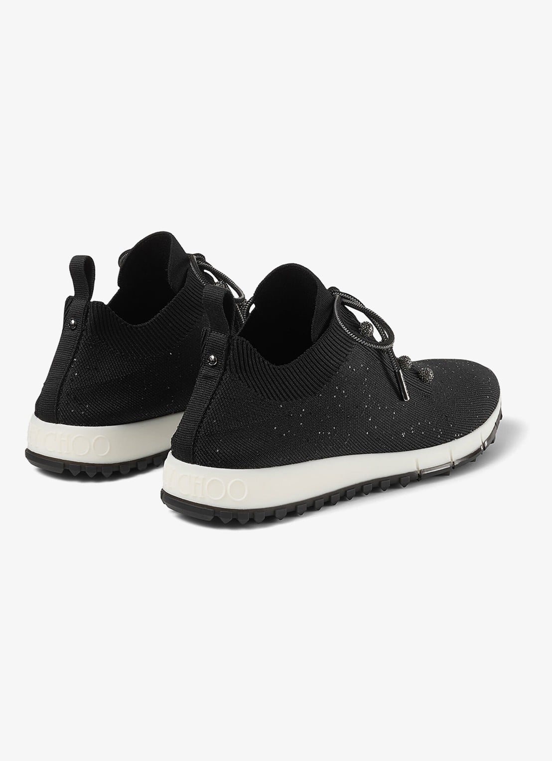 Jimmy Choo Veles sneaker met gebreid bovenwerk en pailletten - achterkant 5 zwart