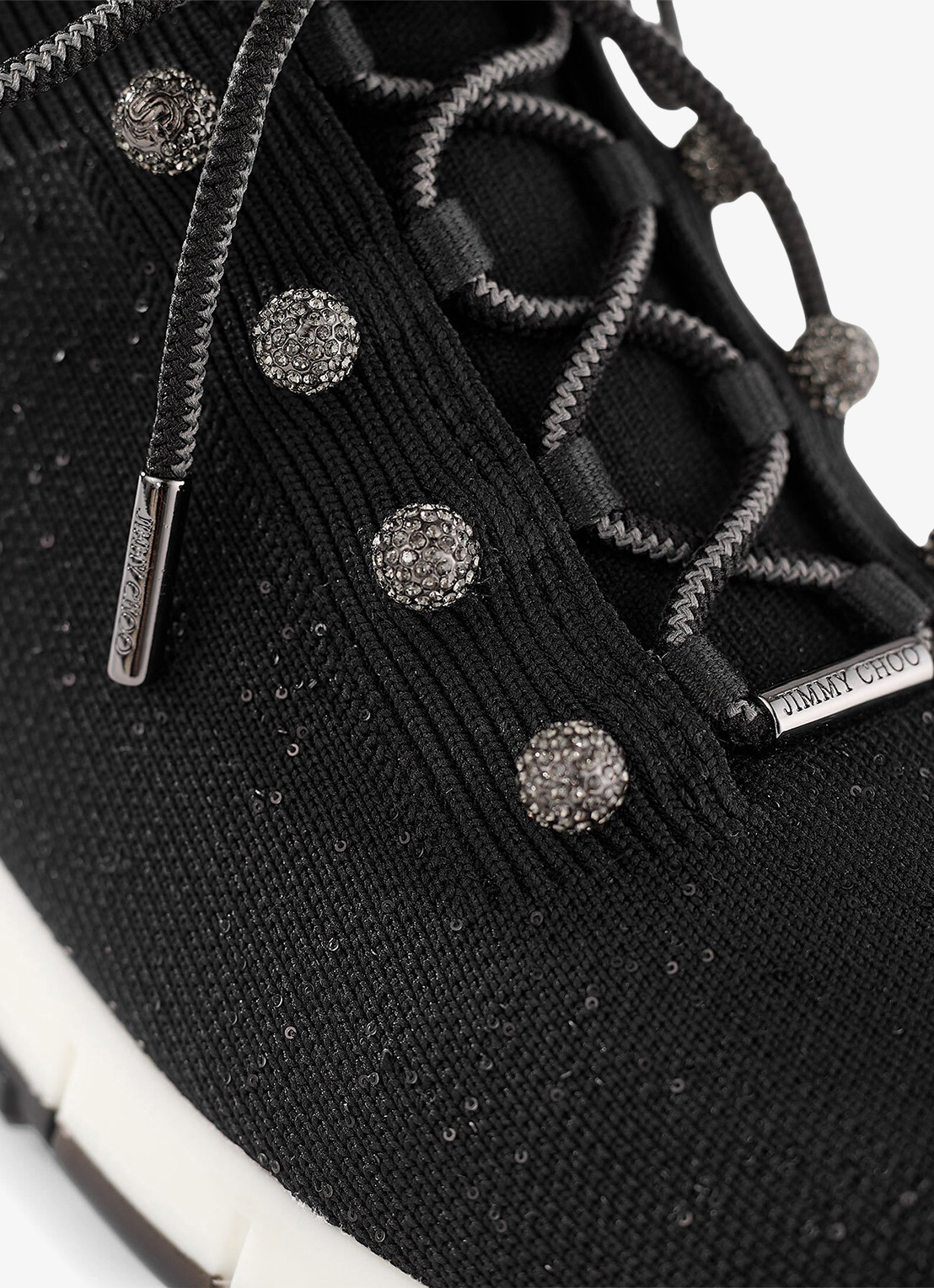 Jimmy Choo Veles sneaker met gebreid bovenwerk en pailletten - detail 3 zwart