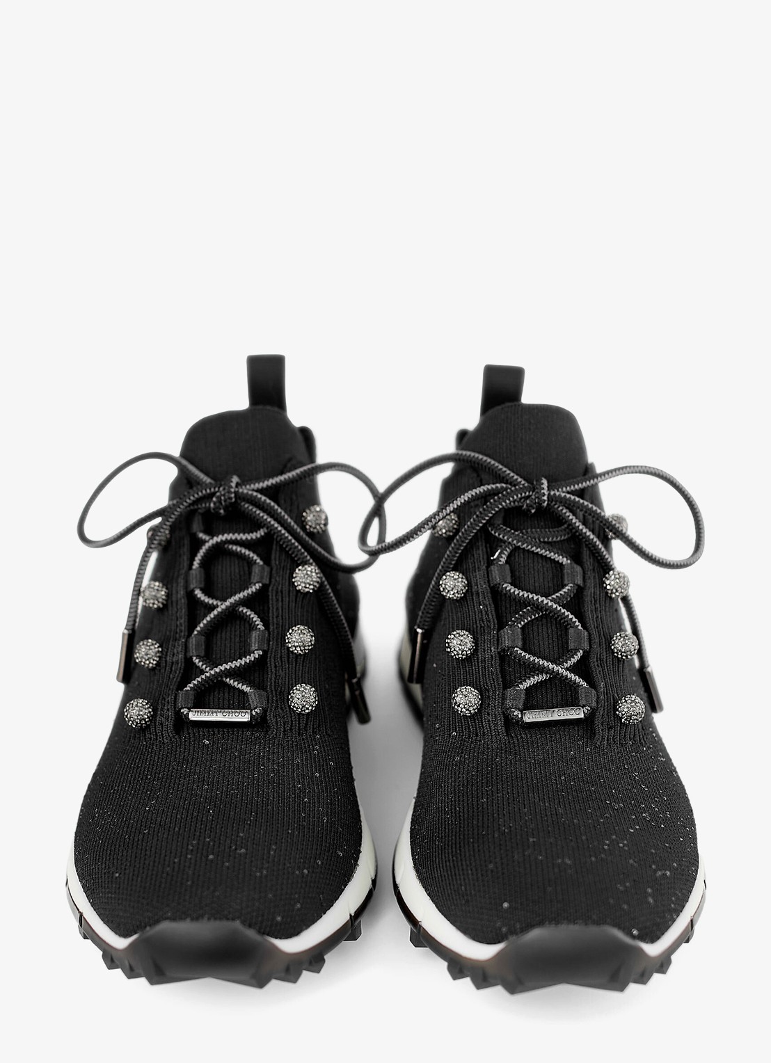 Jimmy Choo Veles sneaker met gebreid bovenwerk en pailletten - detail 4 zwart