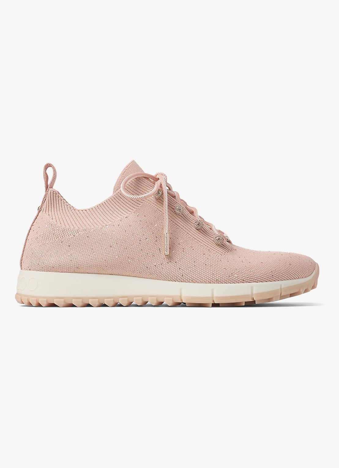 Jimmy Choo Veles sneaker met gebreid bovenwerk en pailletten - voorkant 4 oudroze