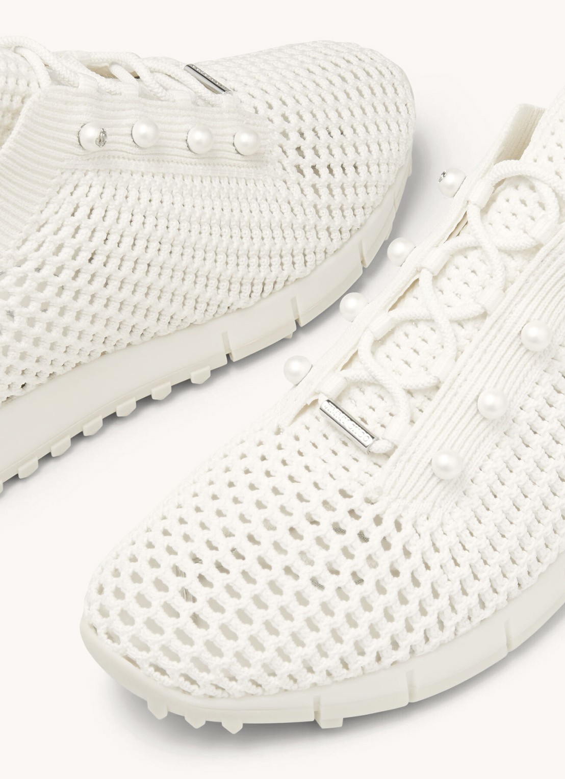 Jimmy Choo Veles sneaker van mesh - detail 3 gebroken wit