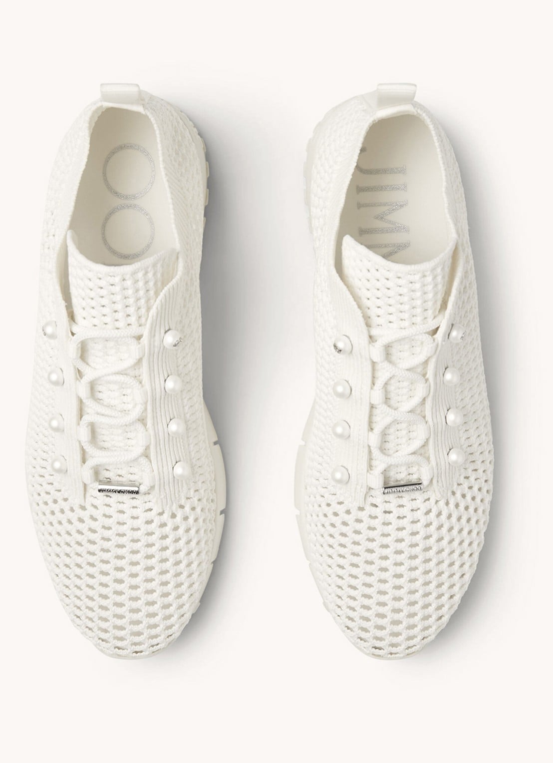 Jimmy Choo Veles sneaker van mesh - detail 4 gebroken wit