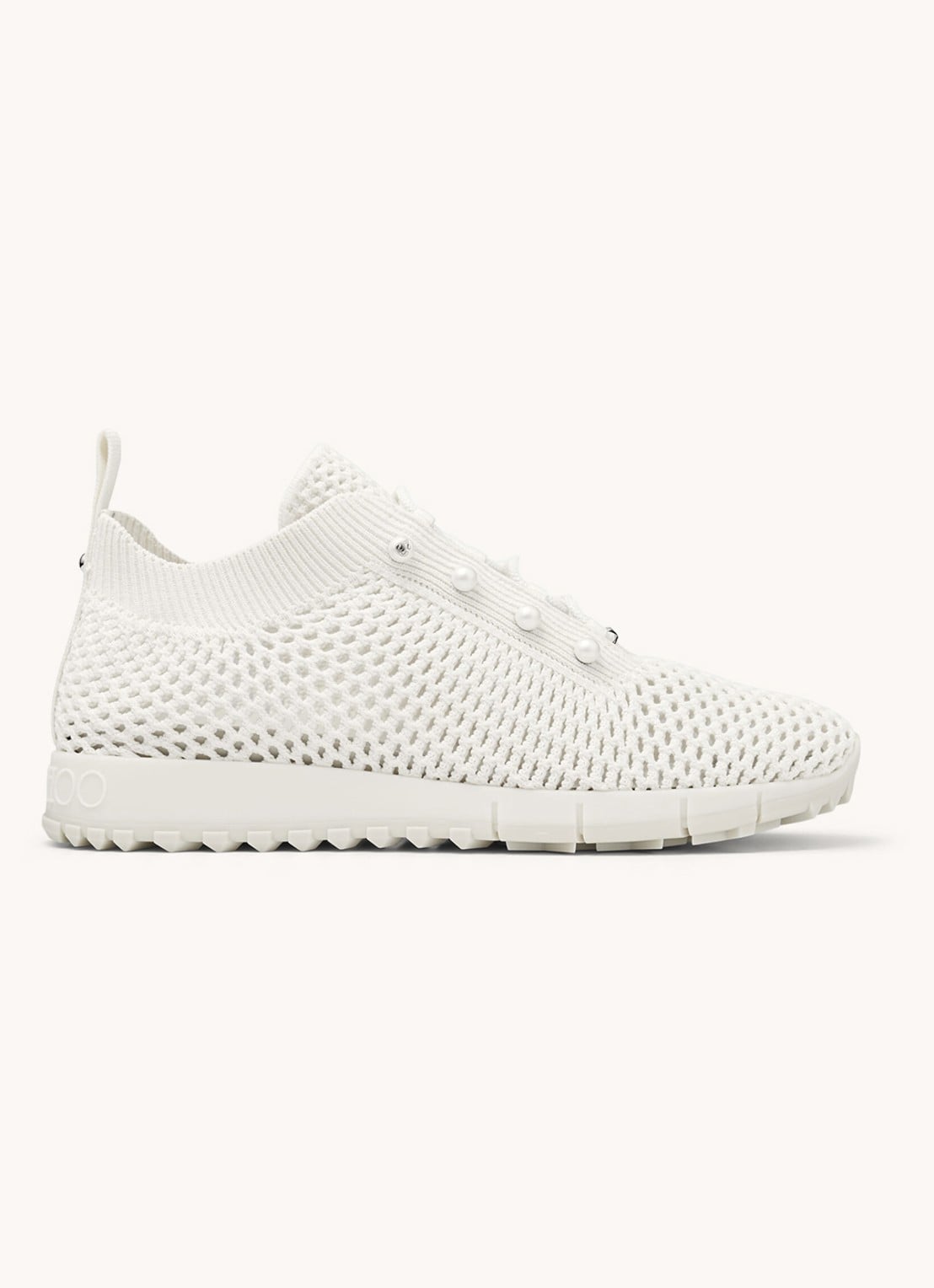 Jimmy Choo Veles sneaker van mesh - voorkant gebroken wit