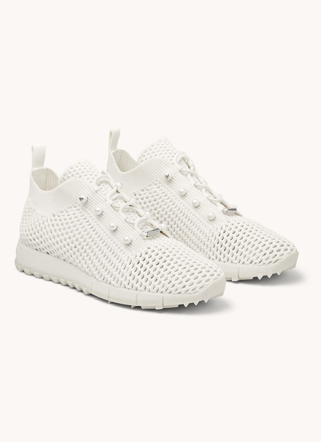 Jimmy Choo Veles sneaker van mesh - voorkant 2 gebroken wit