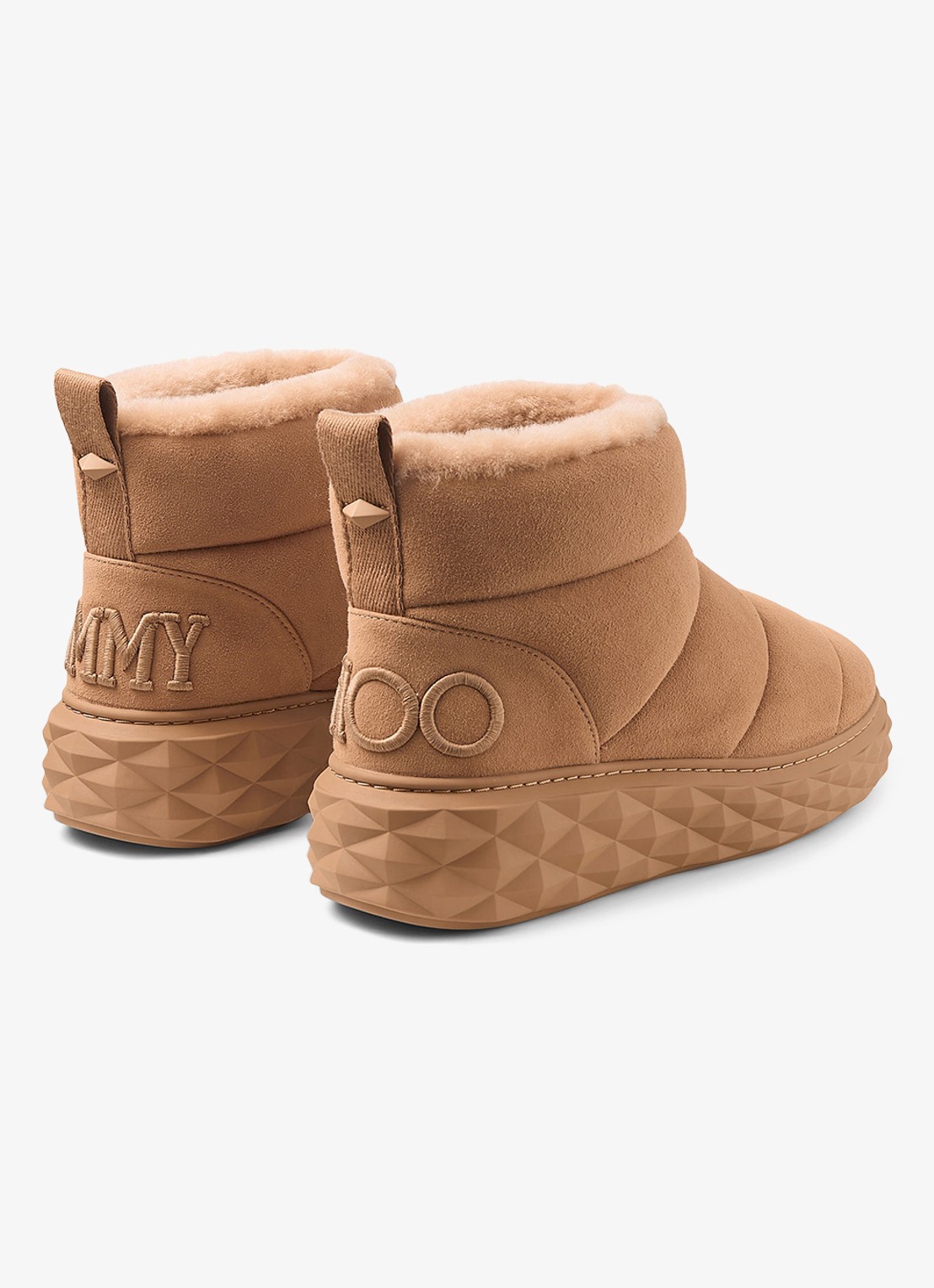 Jimmy Choo Xan enkellaarsje van lamssuède - achterkant 3 lichtbruin