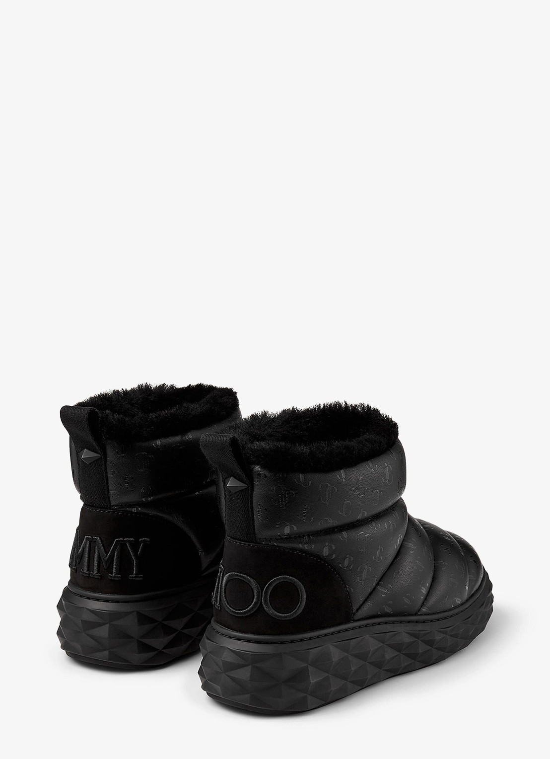 Jimmy Choo Xan enkellaarsje van leer met logo - detail 2 zwart