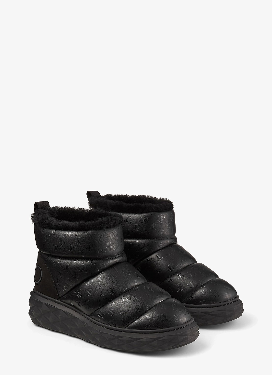 Jimmy Choo Xan enkellaarsje van leer met logo - voorkant 5 zwart